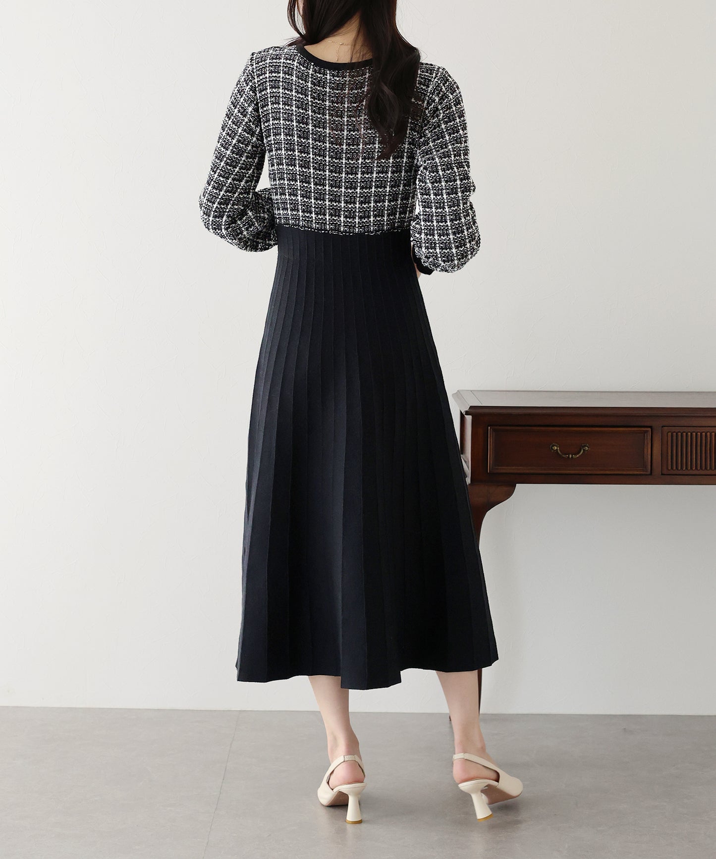 【SALE】ツイードニットワンピース