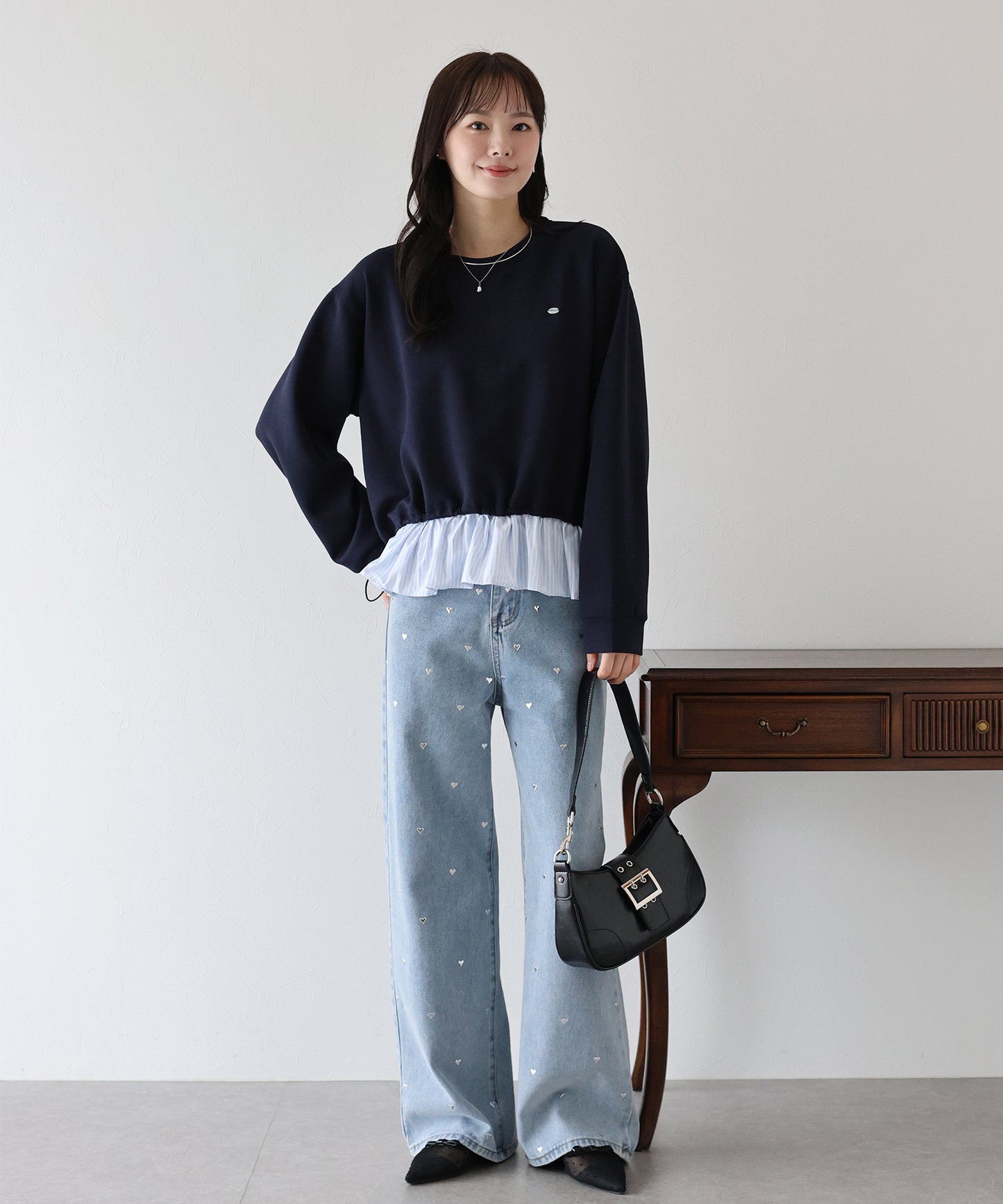 【SALE】シャツレイヤードスウェット