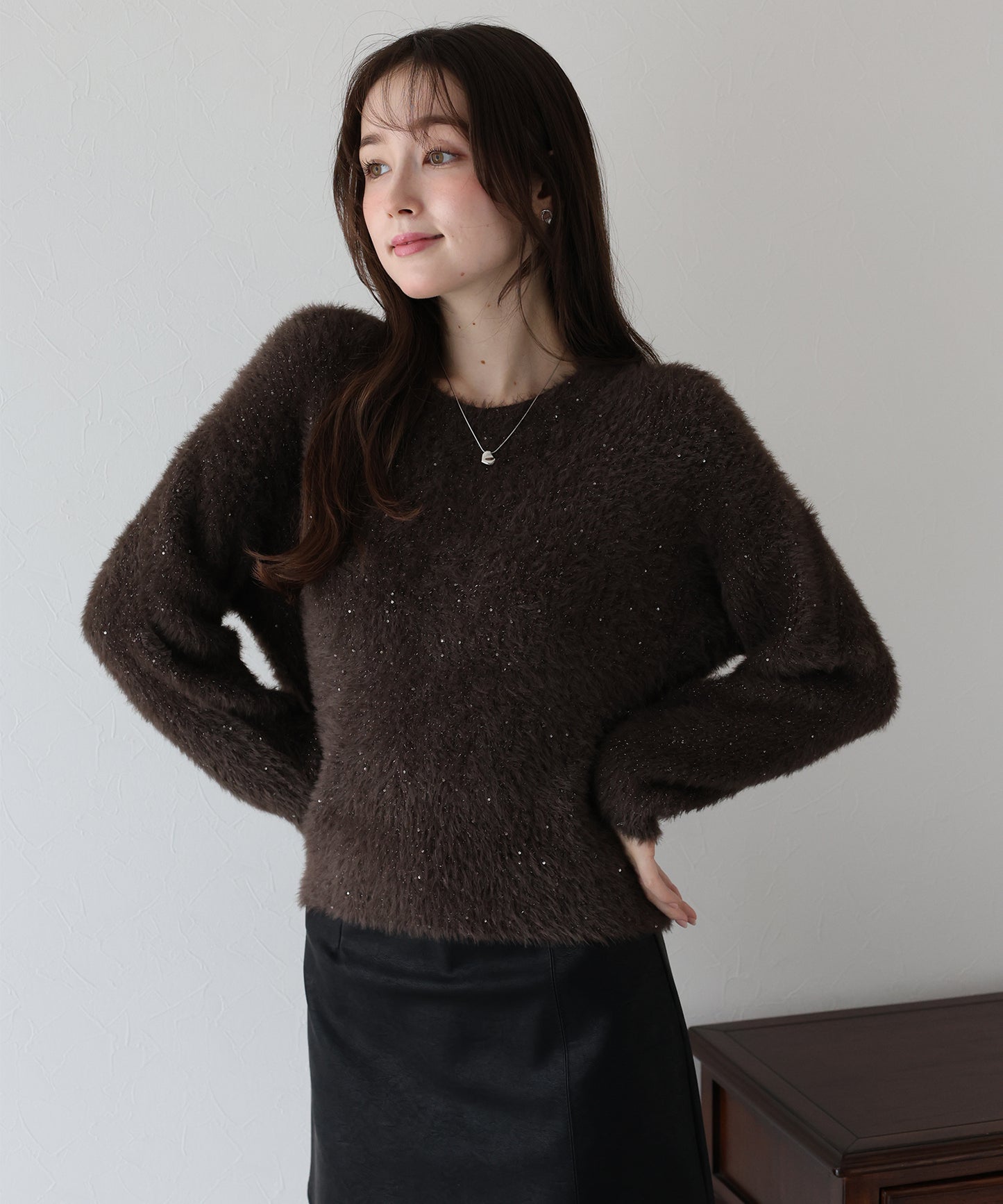 【早割5%OFF】スパンコールラメシャギーニット