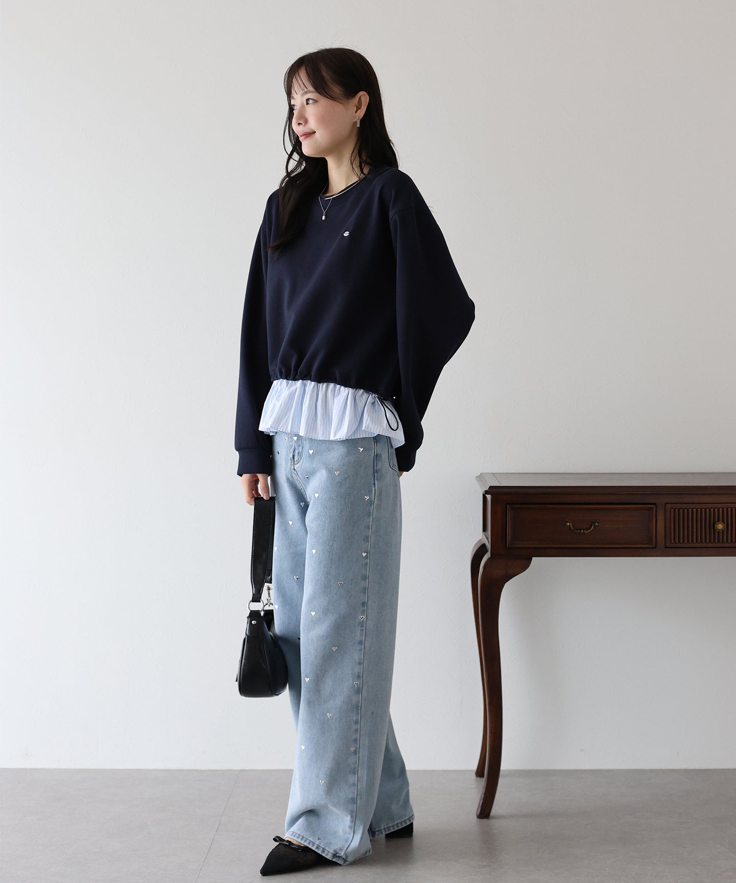 【SALE】シャツレイヤードスウェット
