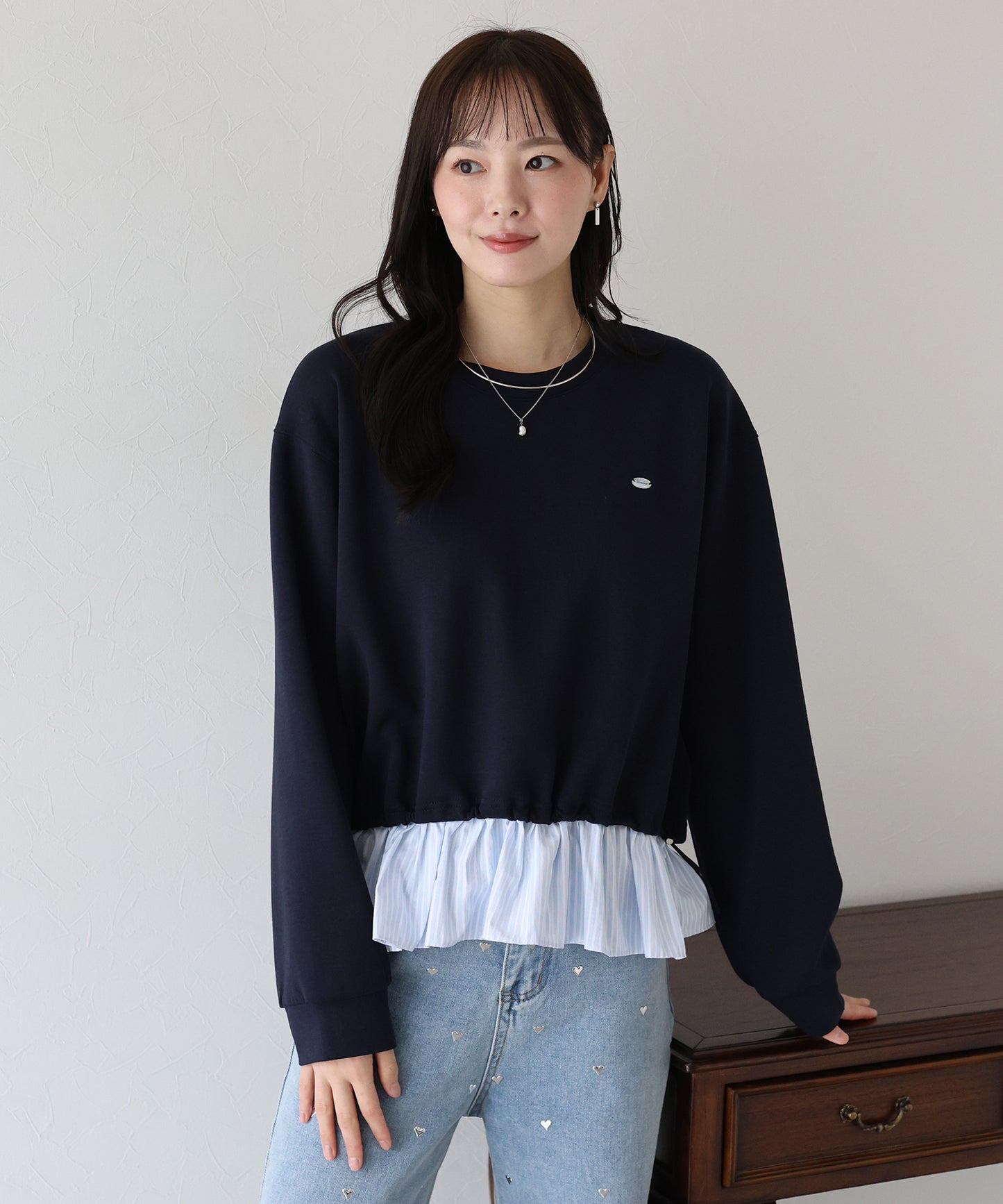 【SALE】シャツレイヤードスウェット