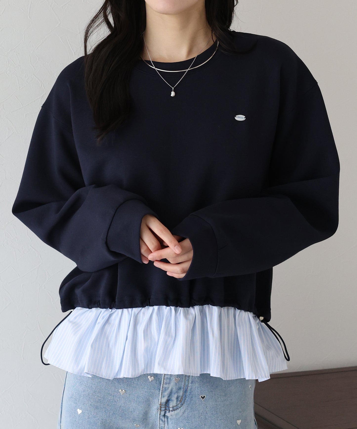 【SALE】シャツレイヤードスウェット