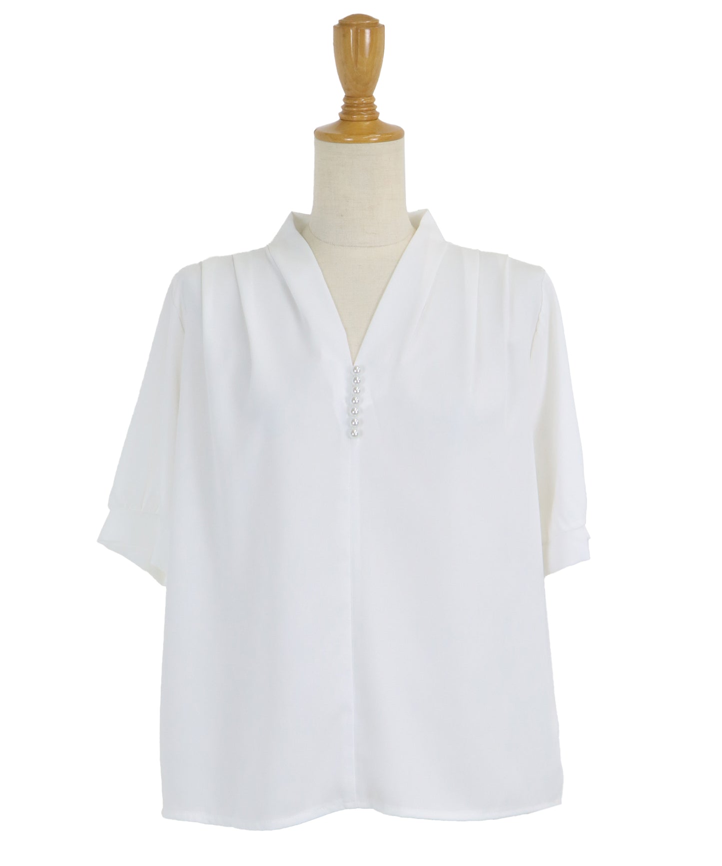 【SALE】パールラインVネックブラウス【ネコポス】