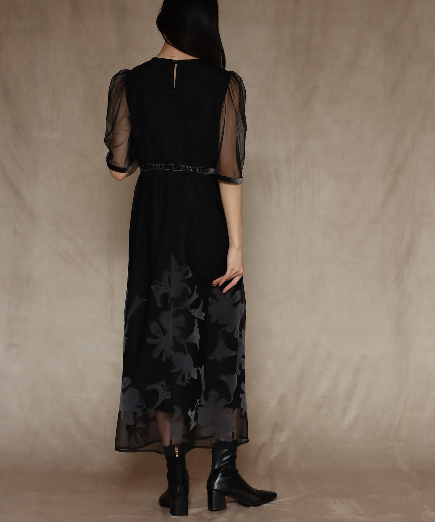 【SALE】KYOTOフロッキーフラワータイトドレス