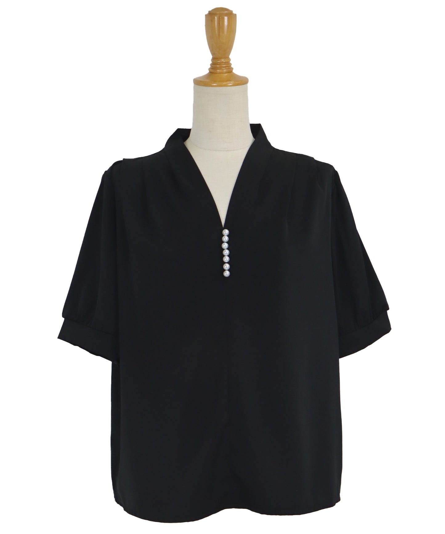 【SALE】パールラインVネックブラウス【ネコポス】