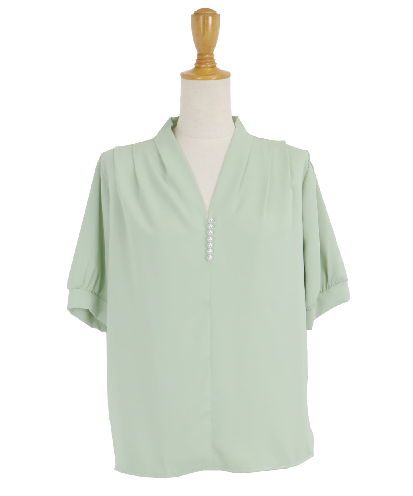 【SALE】パールラインVネックブラウス【ネコポス】