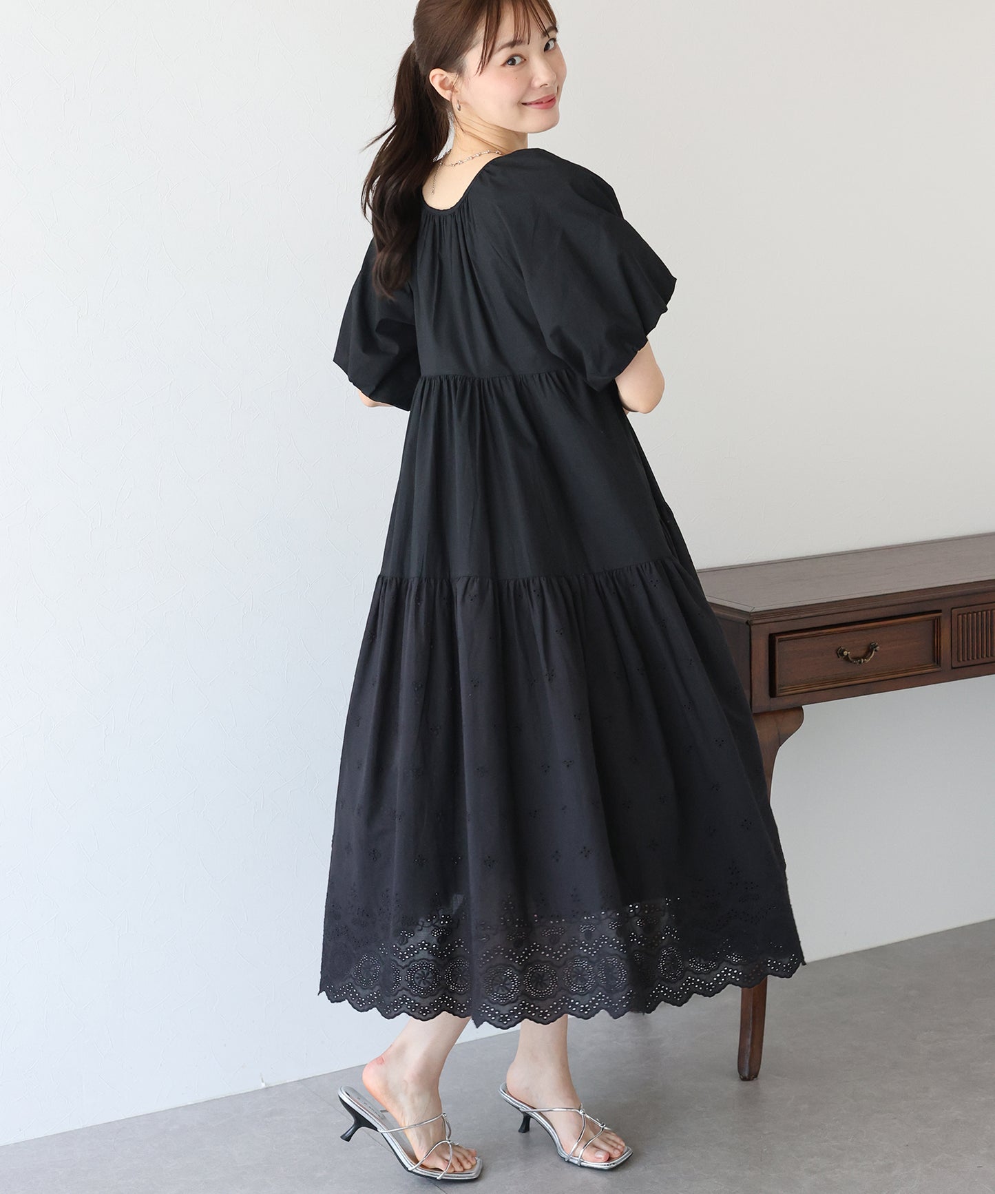 【TIME SALE】バルーン袖コットンレースワンピース