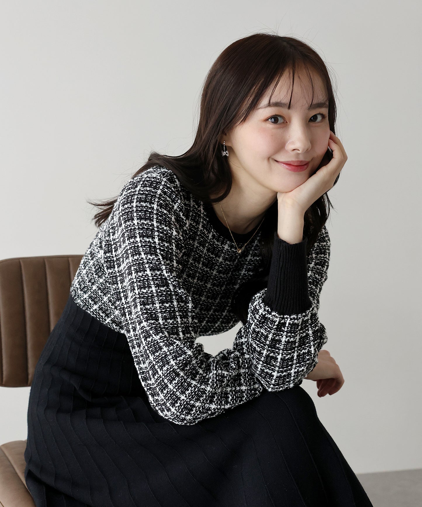 【SALE】ツイードニットワンピース