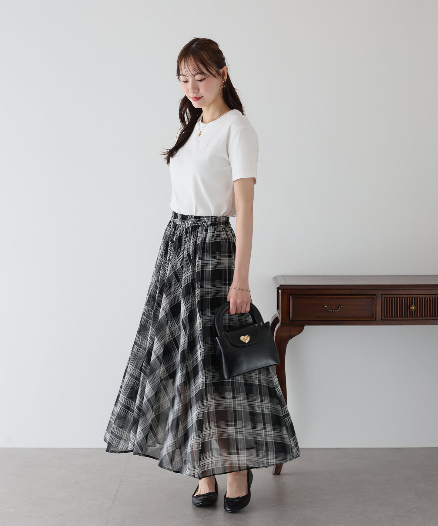 【SALE】シフォンチェックスカート
