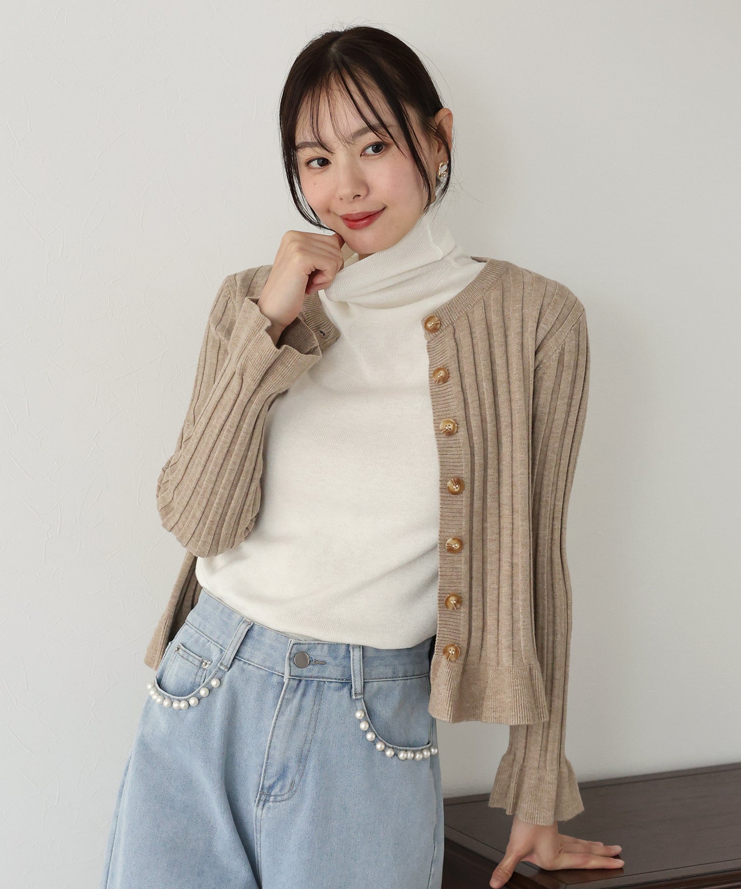 【TIME SALE】ウール混ベーシックタートルニット