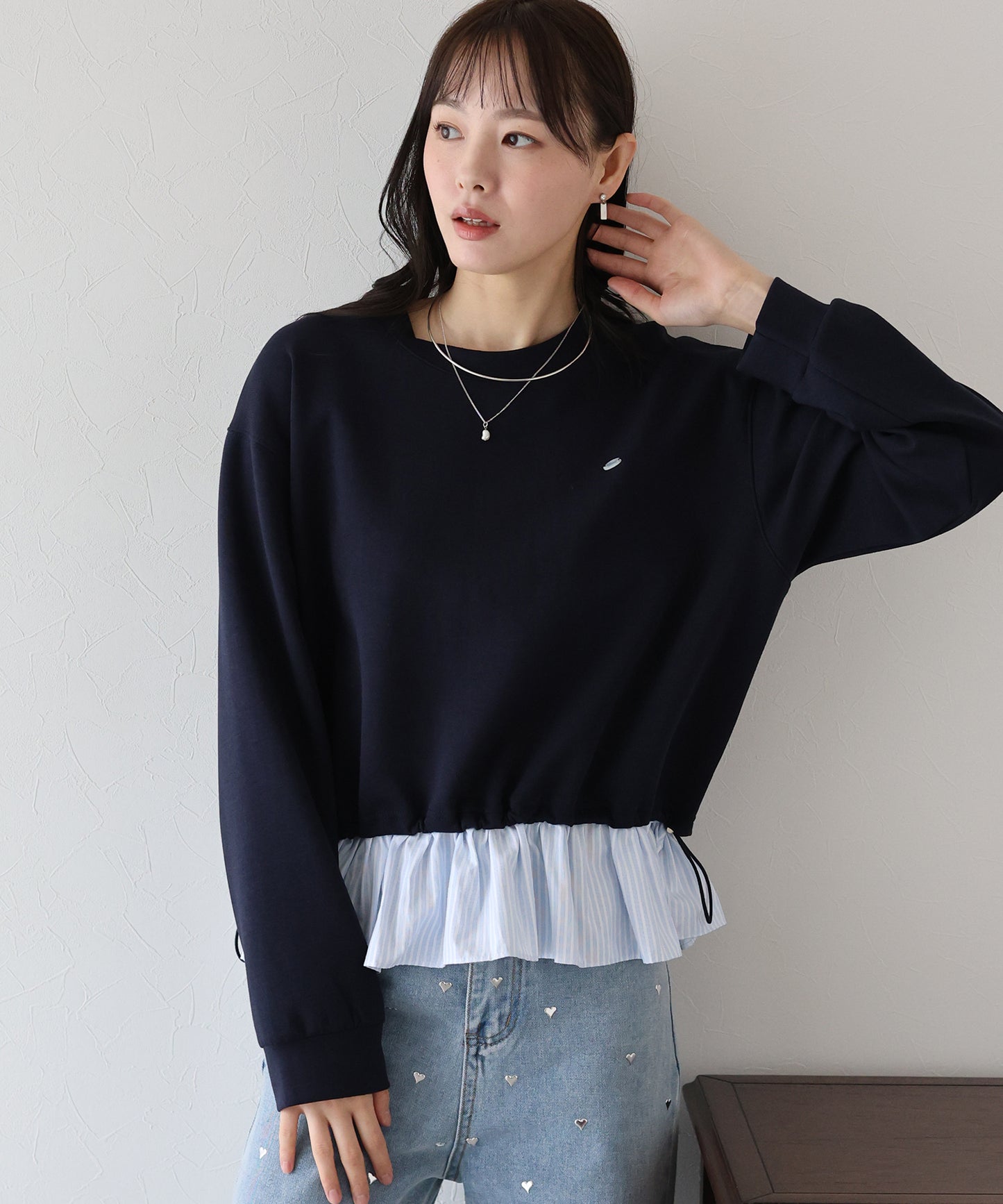 【SALE】シャツレイヤードスウェット