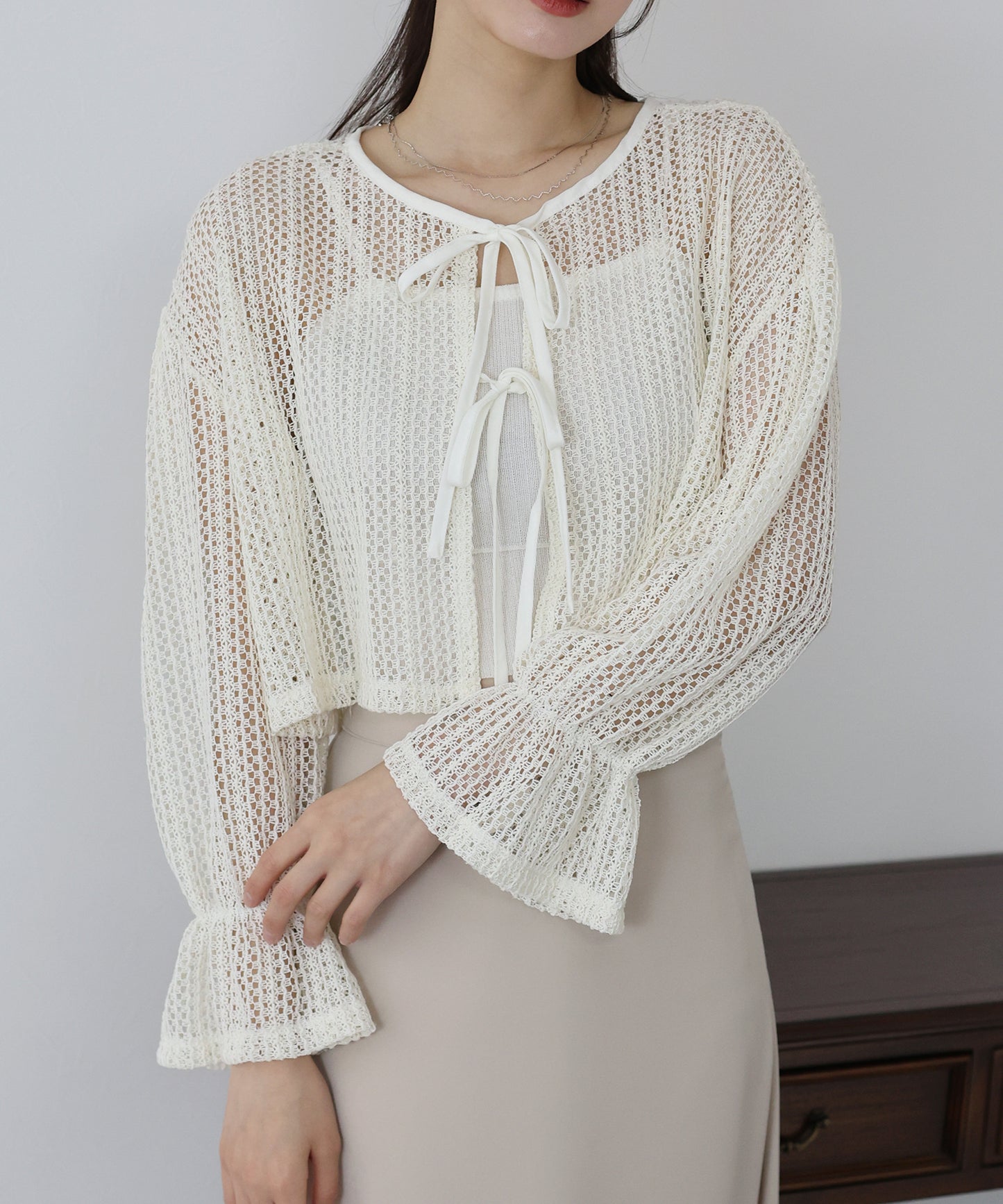 【SALE】2WAYリボンレースカーディガン