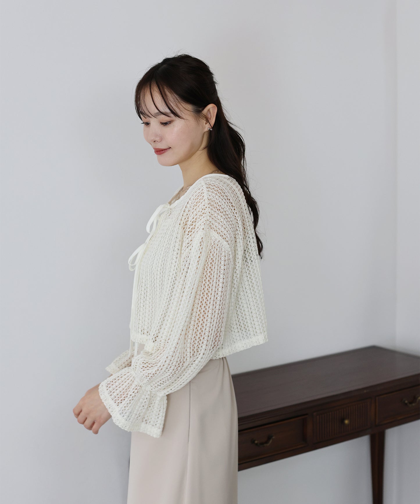 【SALE】2WAYリボンレースカーディガン