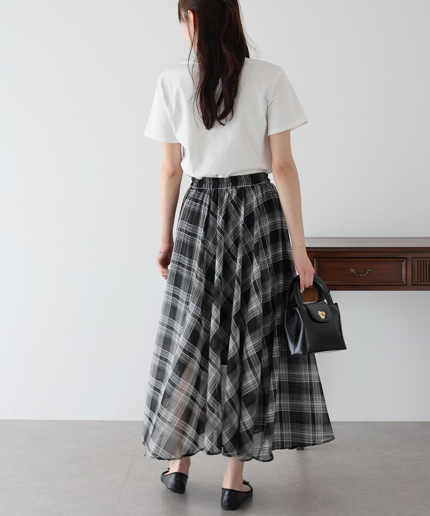 【SALE】シフォンチェックスカート