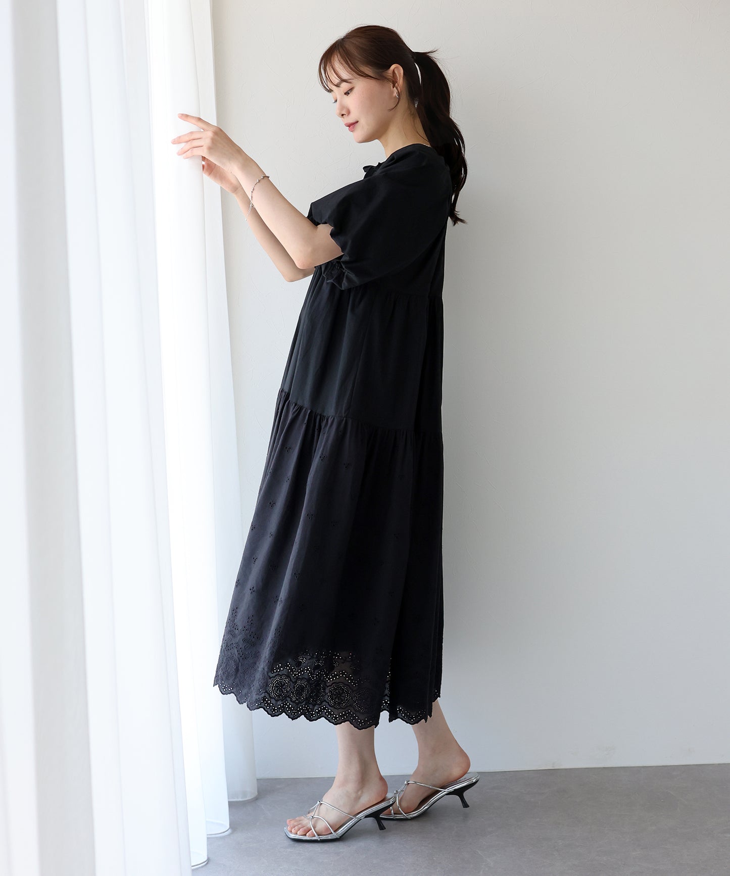 【TIME SALE】バルーン袖コットンレースワンピース