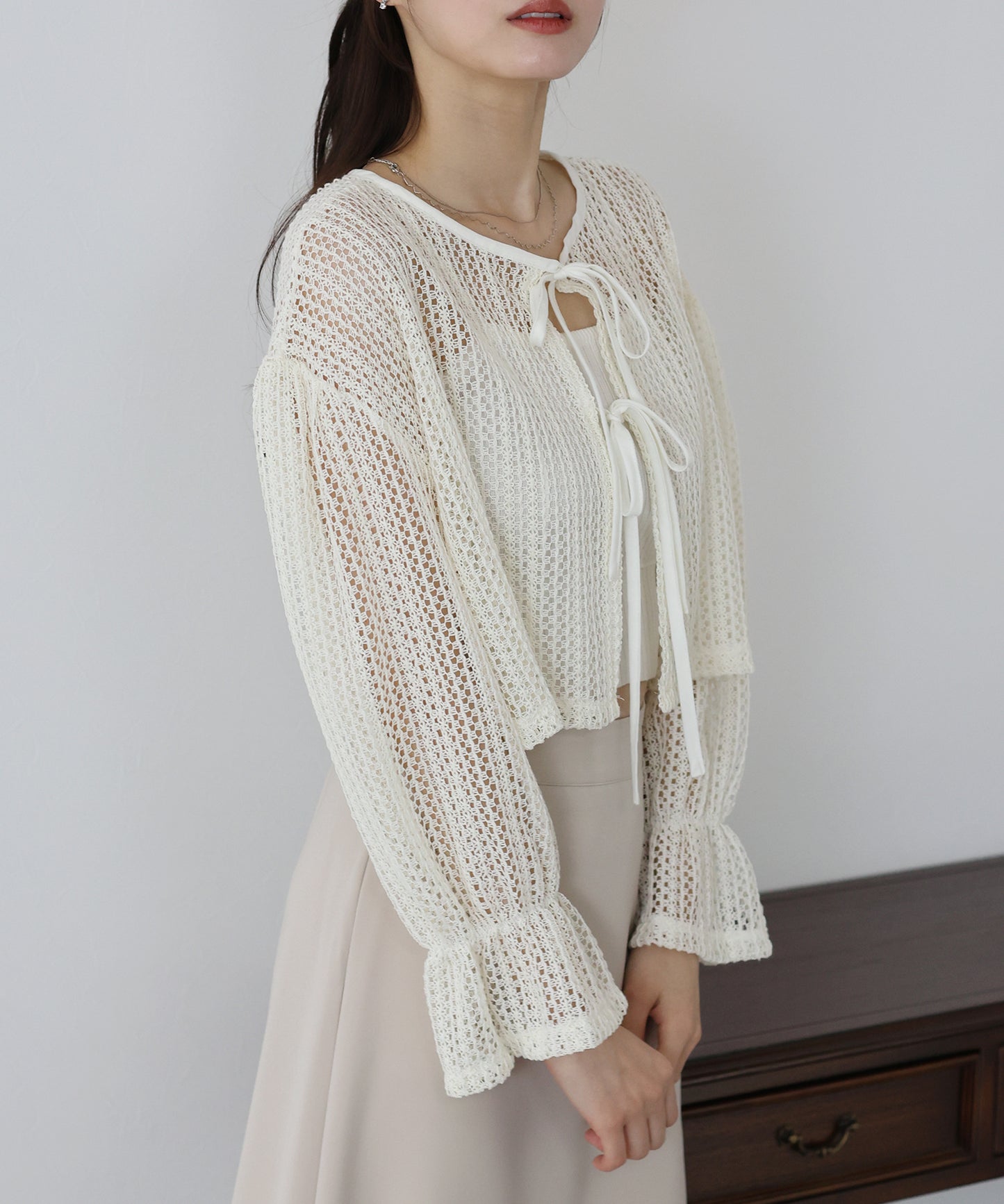 【SALE】2WAYリボンレースカーディガン