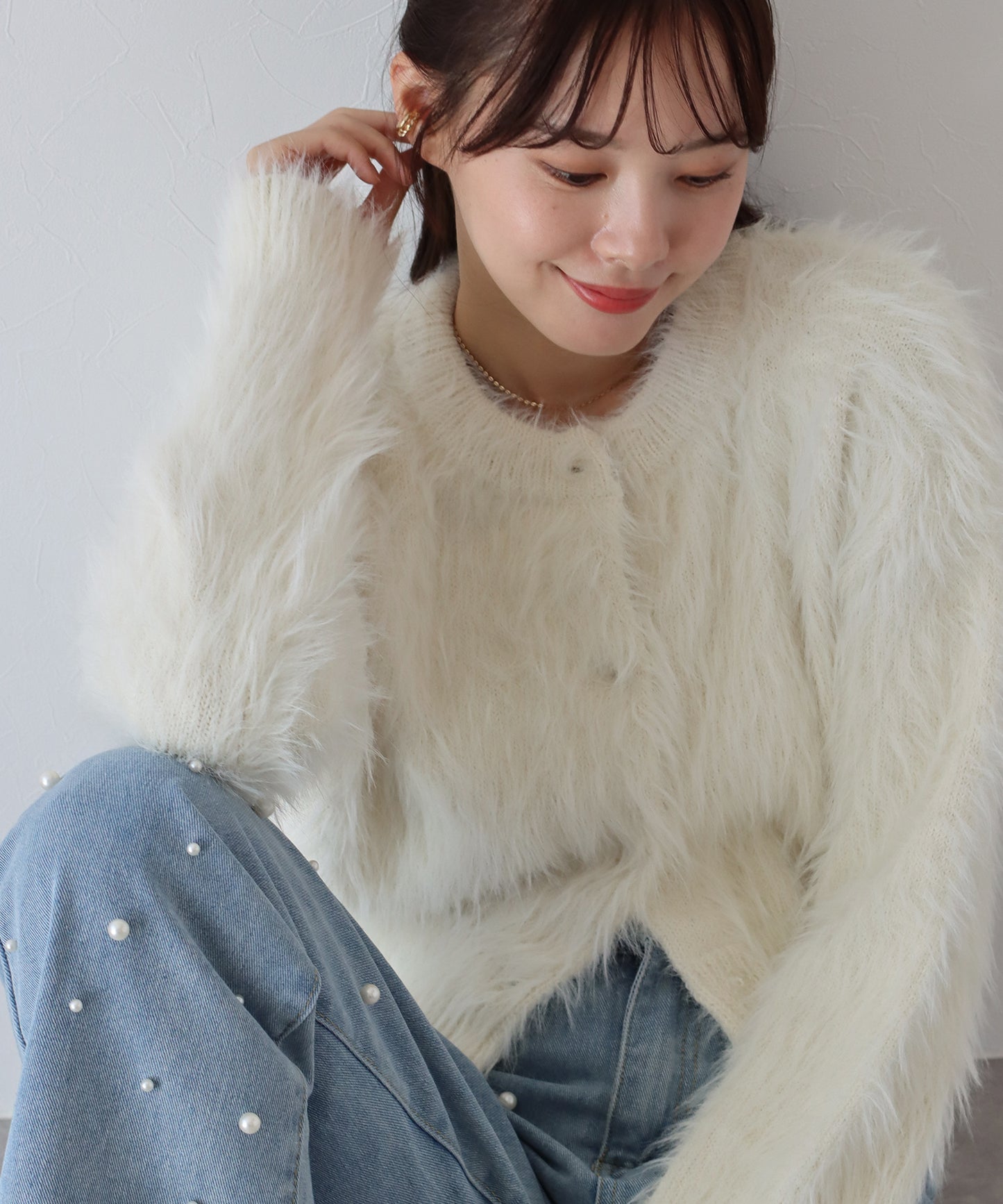 【TIME SALE】シャギーニットショートカーディガン