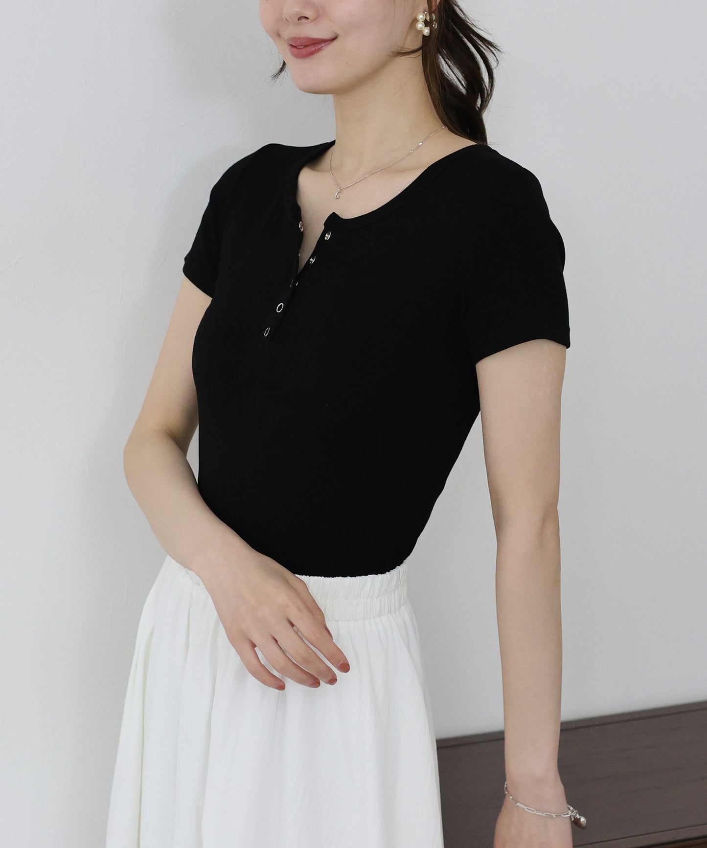 【TIME SALE】ヘンリーネック半袖Tシャツ【ネコポス】