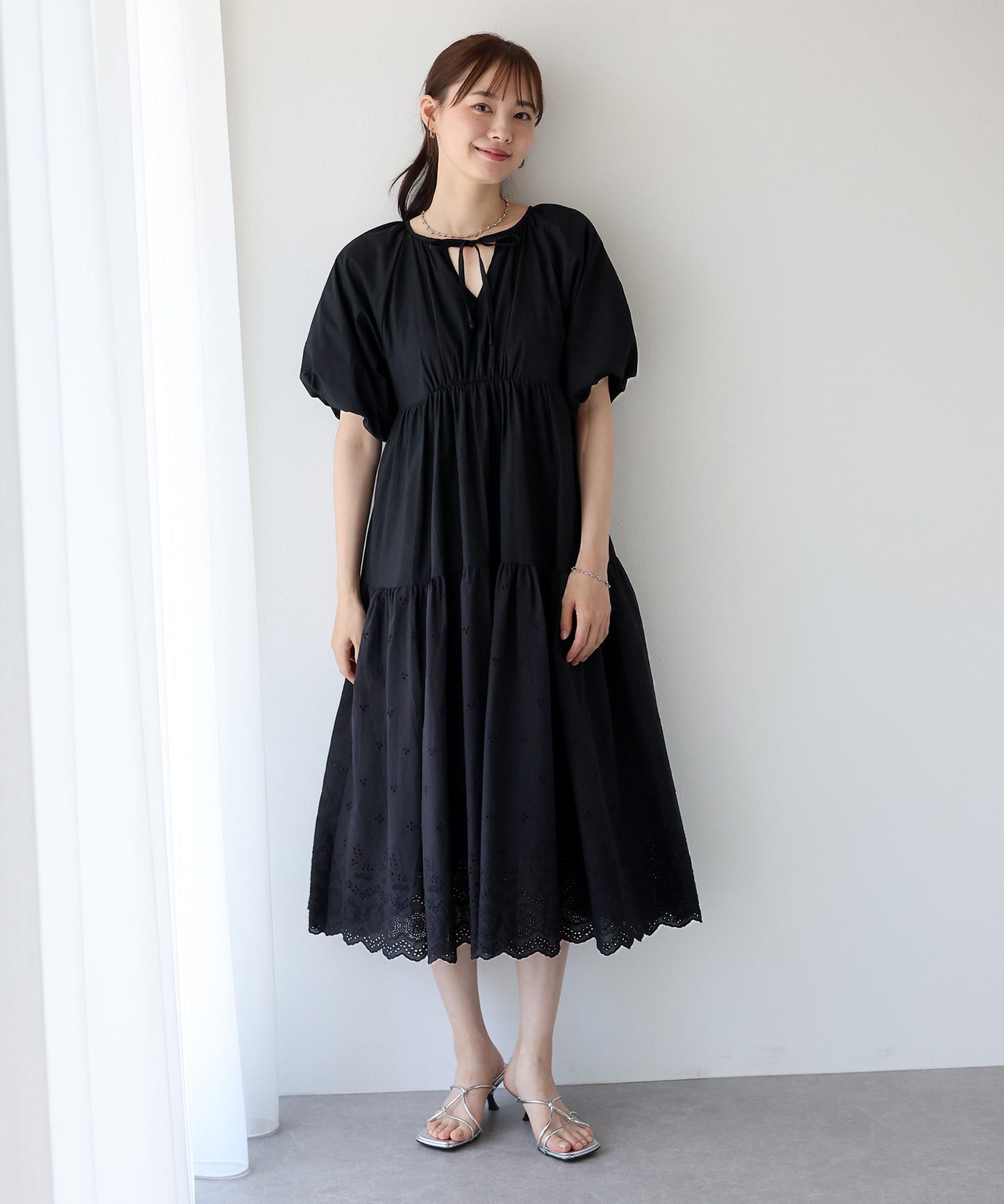 【TIME SALE】バルーン袖コットンレースワンピース