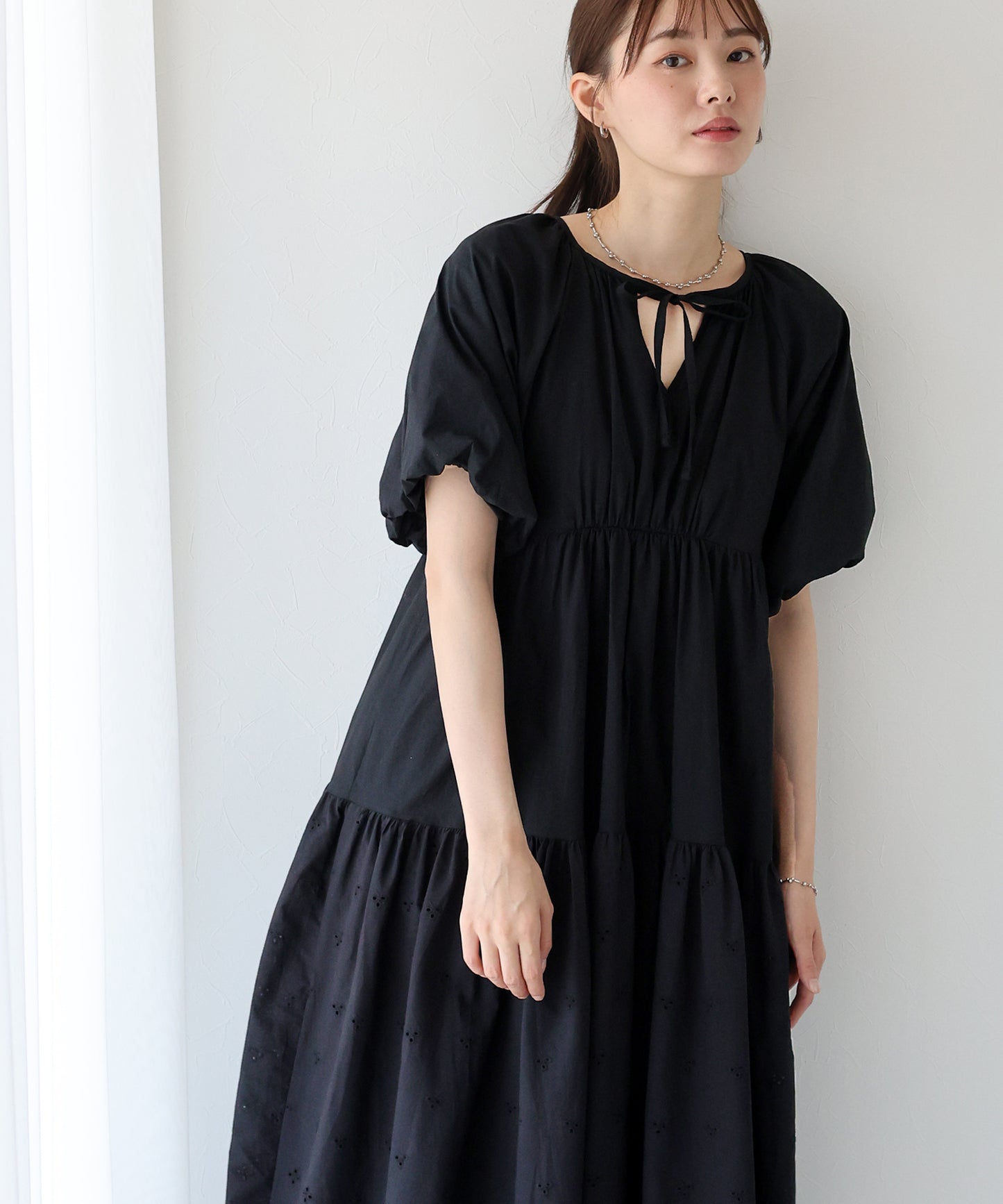 【TIME SALE】バルーン袖コットンレースワンピース