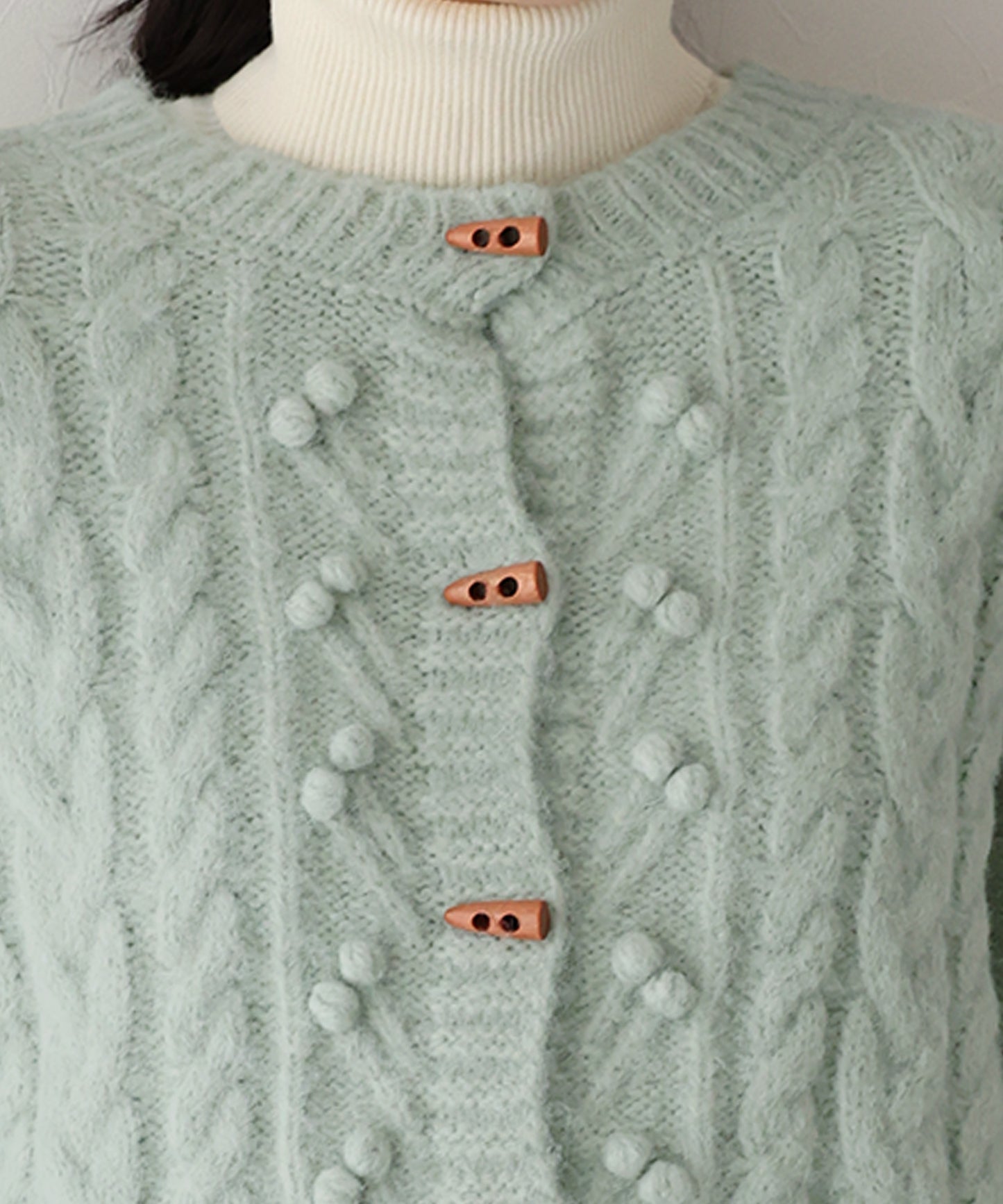 ポップコーンケーブルニットカーディガン