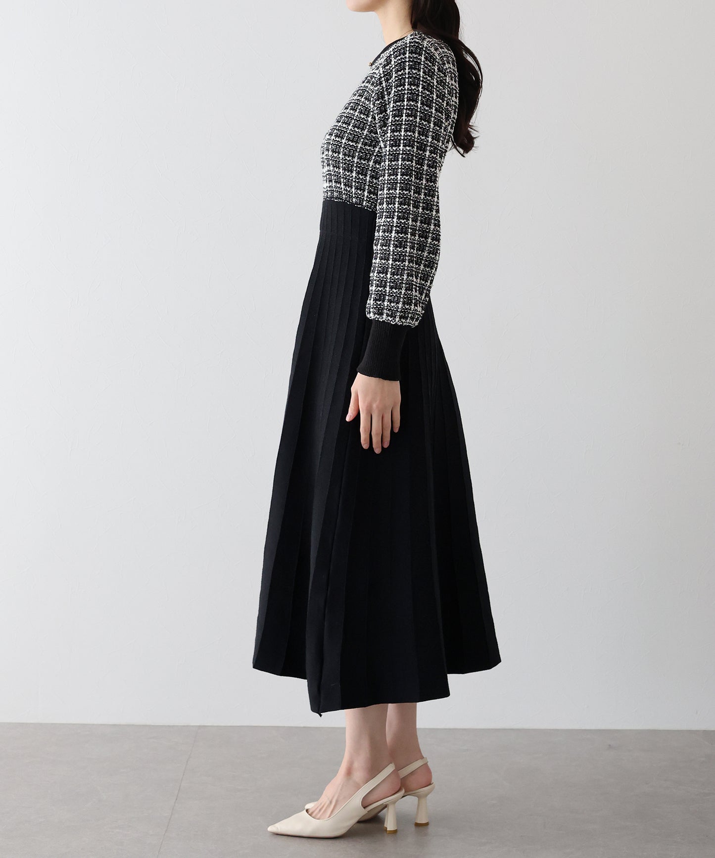 【SALE】ツイードニットワンピース