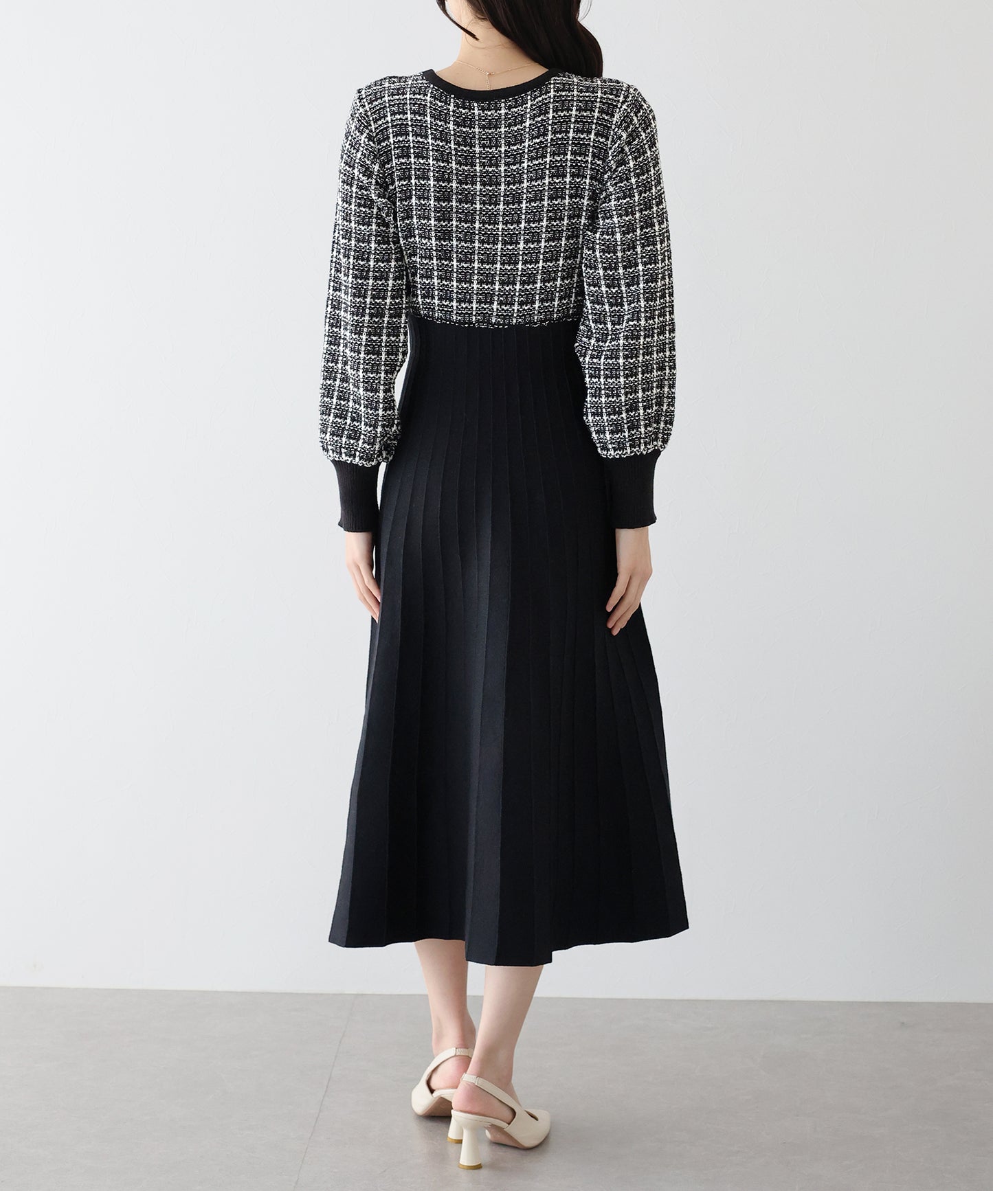【SALE】ツイードニットワンピース