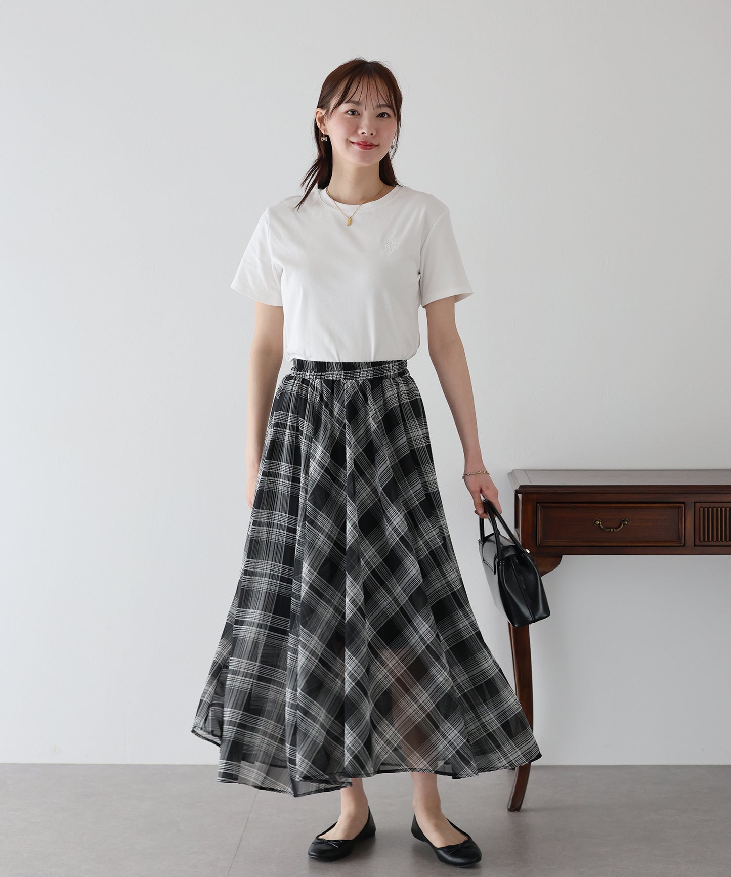 【SALE】シフォンチェックスカート