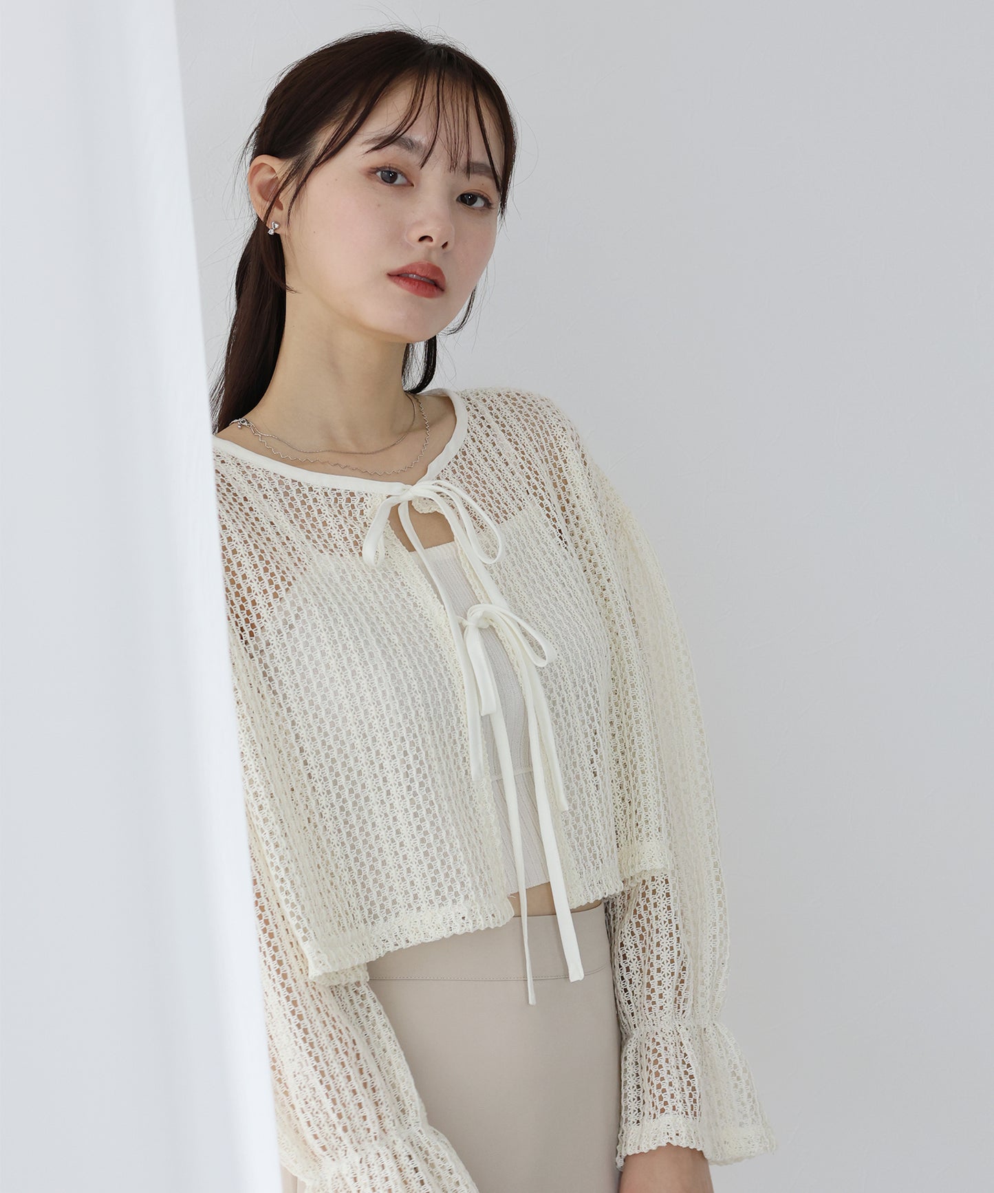 【SALE】2WAYリボンレースカーディガン