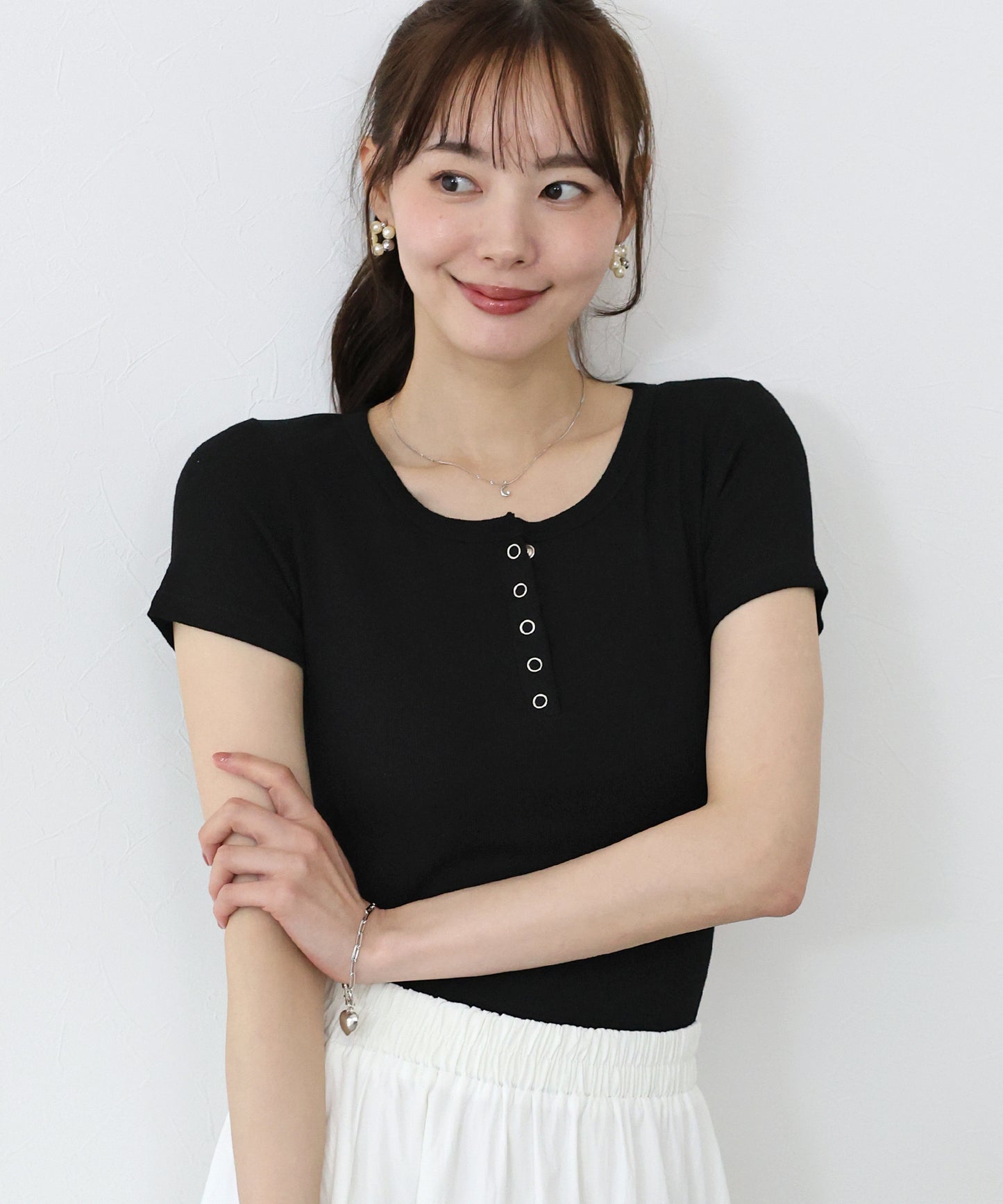 【TIME SALE】ヘンリーネック半袖Tシャツ【ネコポス】