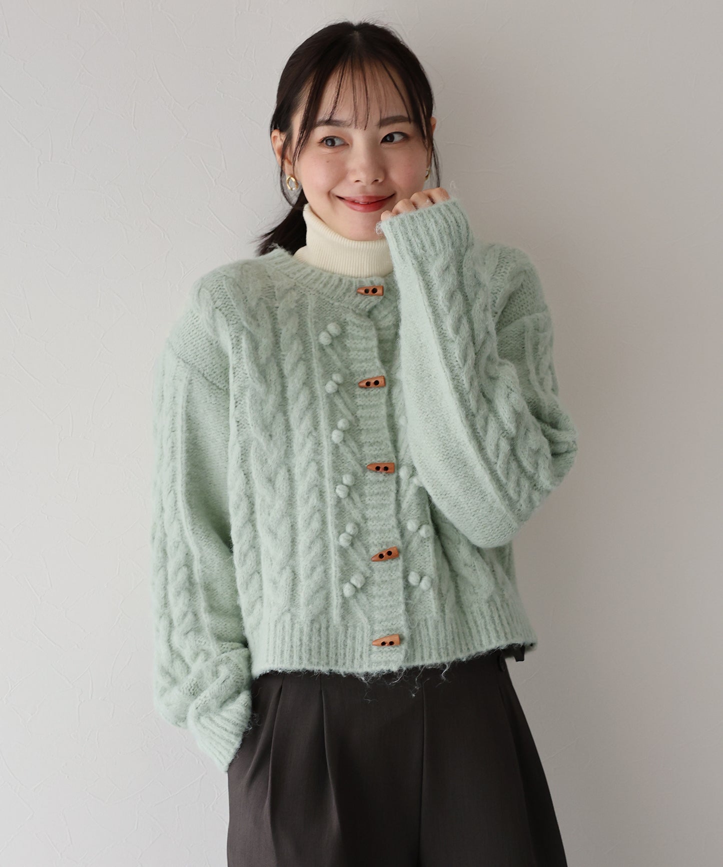 ポップコーンケーブルニットカーディガン