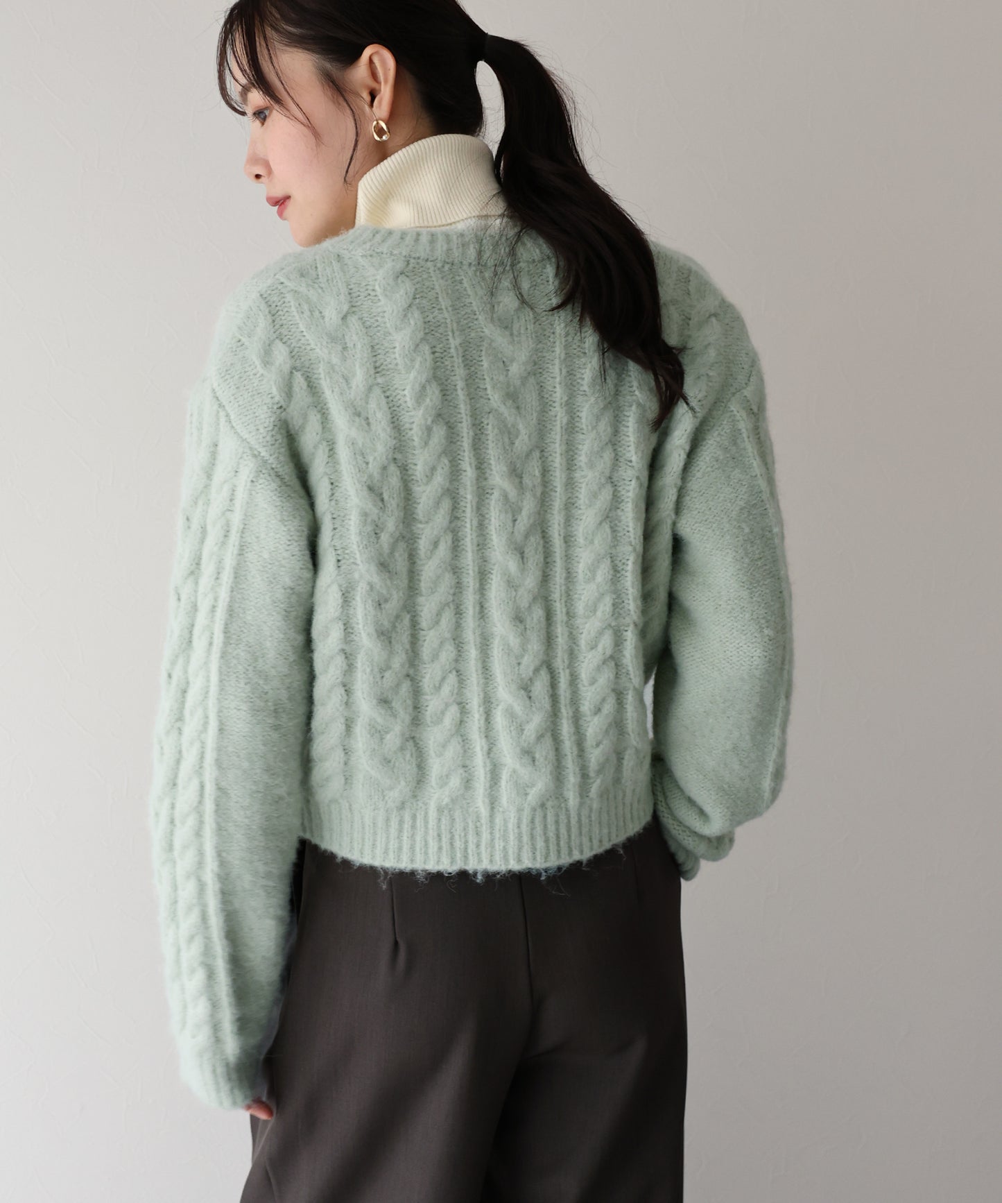 ポップコーンケーブルニットカーディガン