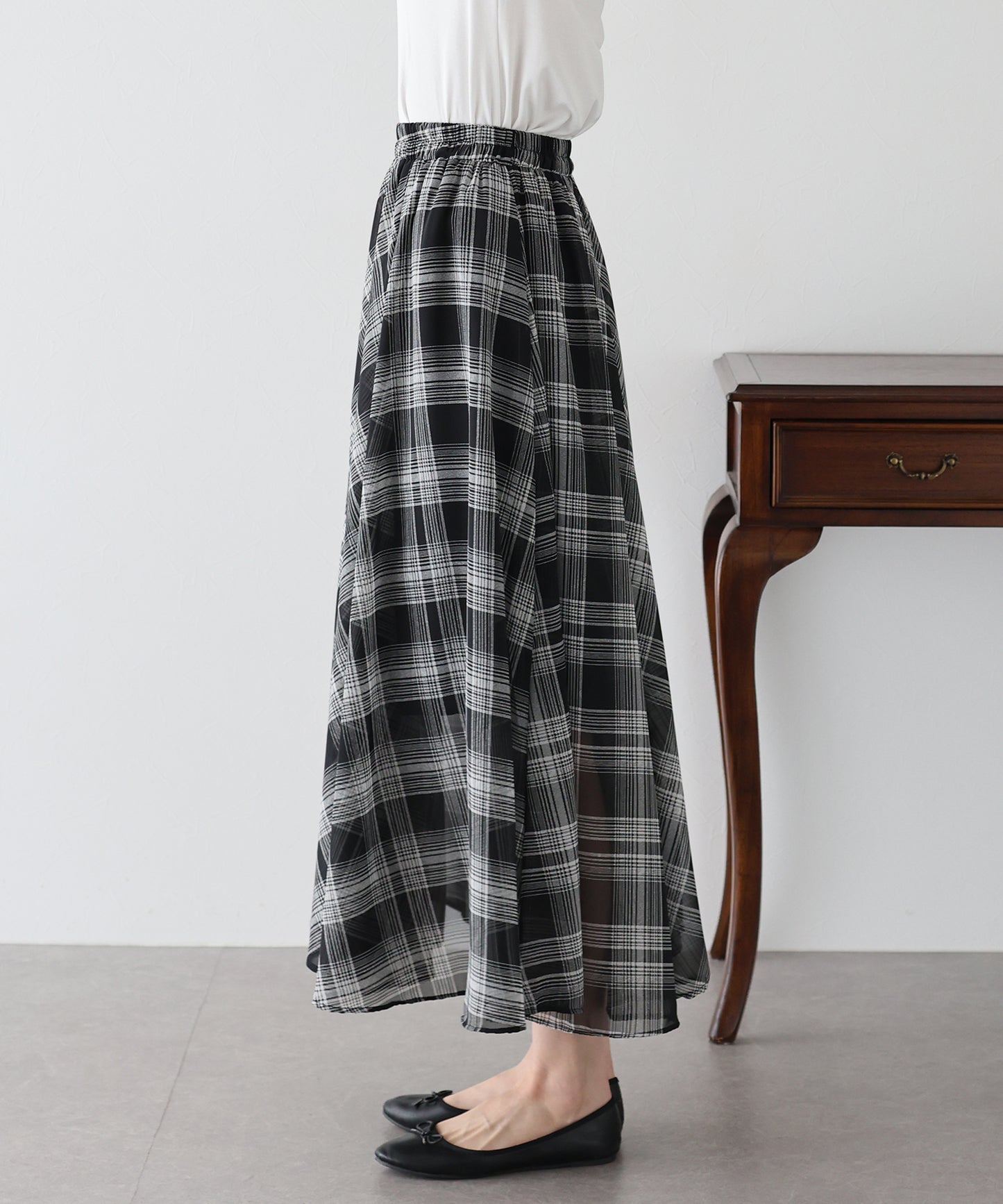 【SALE】シフォンチェックスカート
