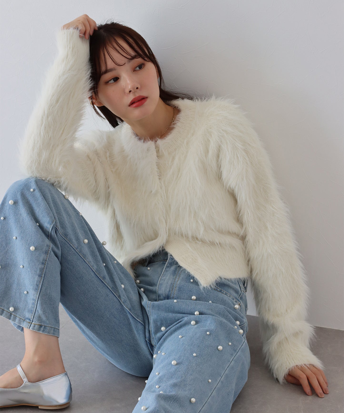 【TIME SALE】シャギーニットショートカーディガン
