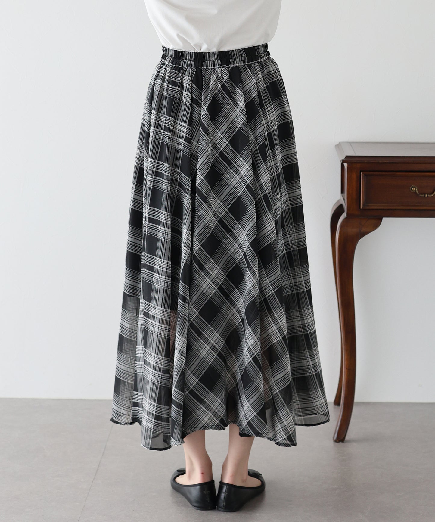【SALE】シフォンチェックスカート