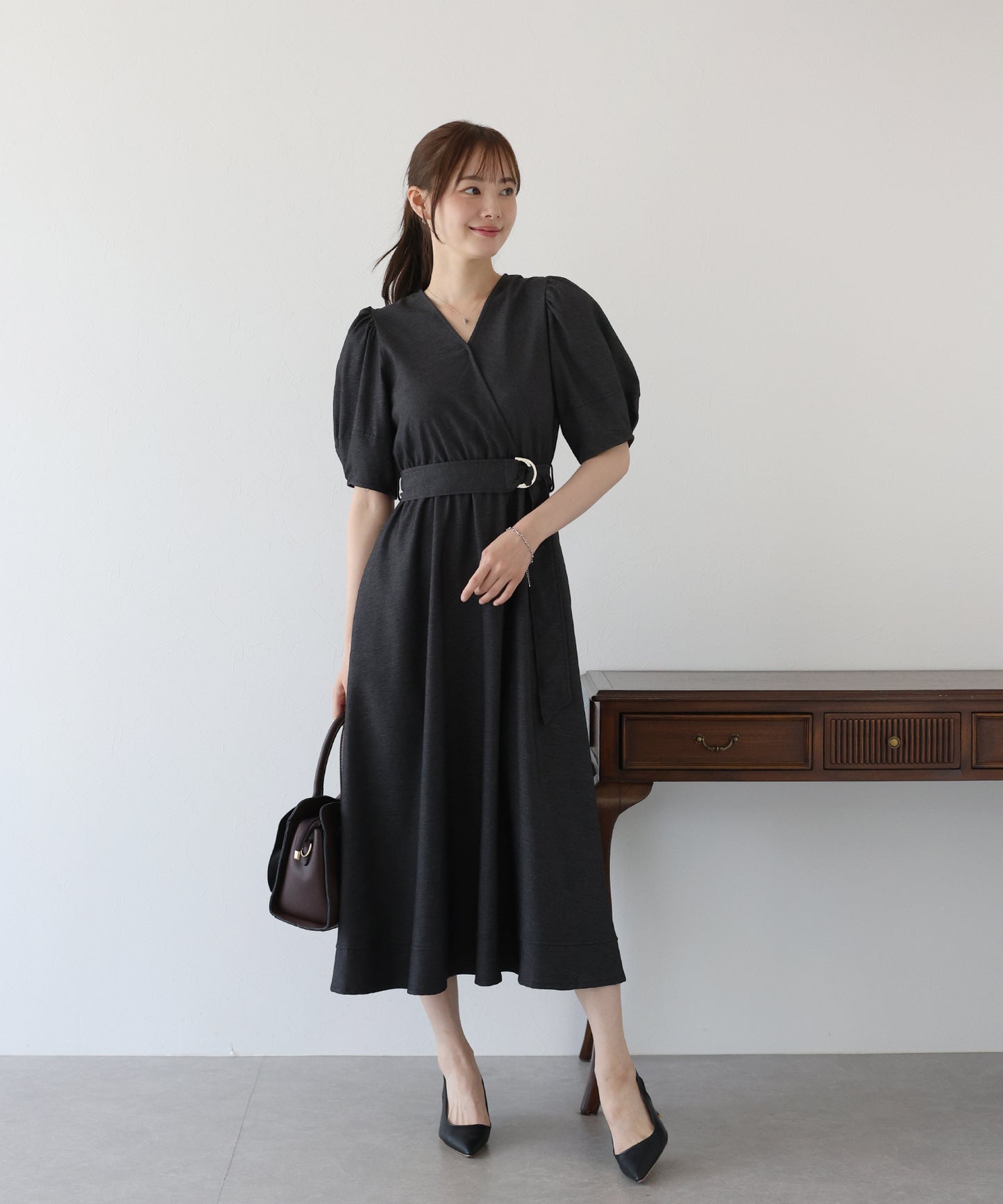 【SALE】デニムライクカシュクールワンピース