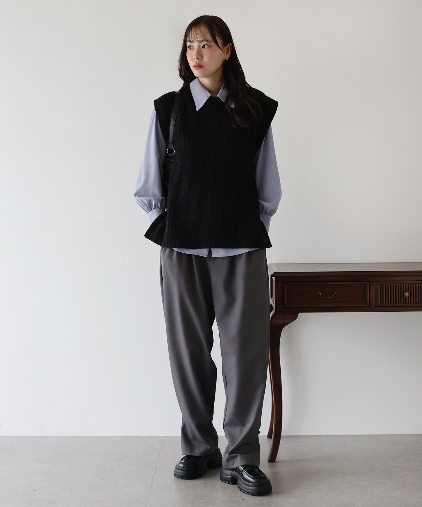 【TIME SALE】ケーブルオーバーニットベスト