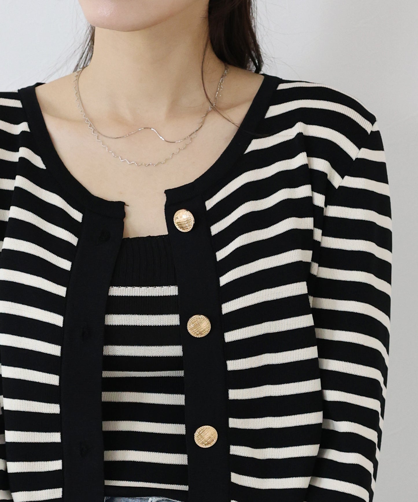 ボーダーカーディガン+キャミソール セット