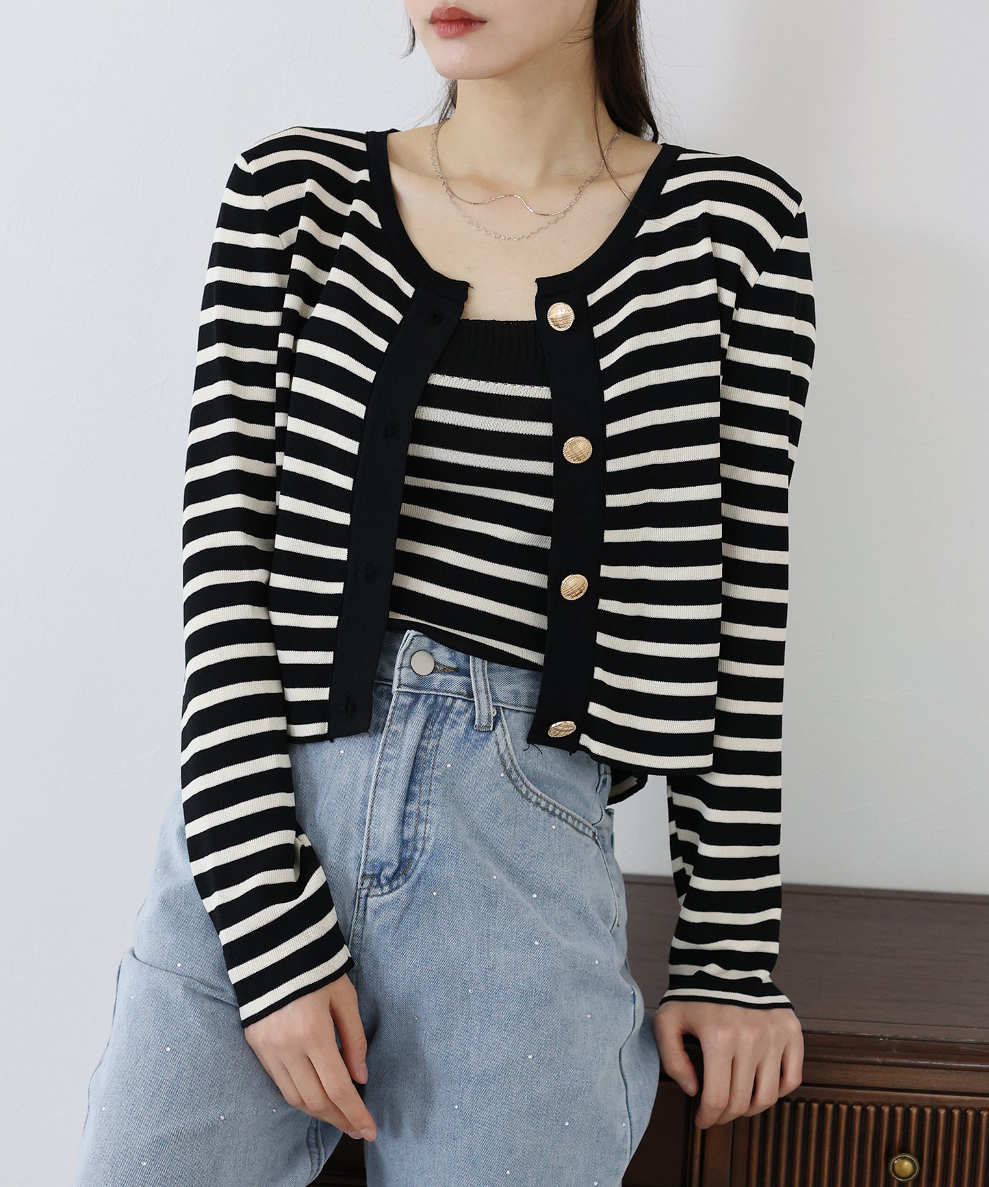 ボーダーカーディガン+キャミソール セット