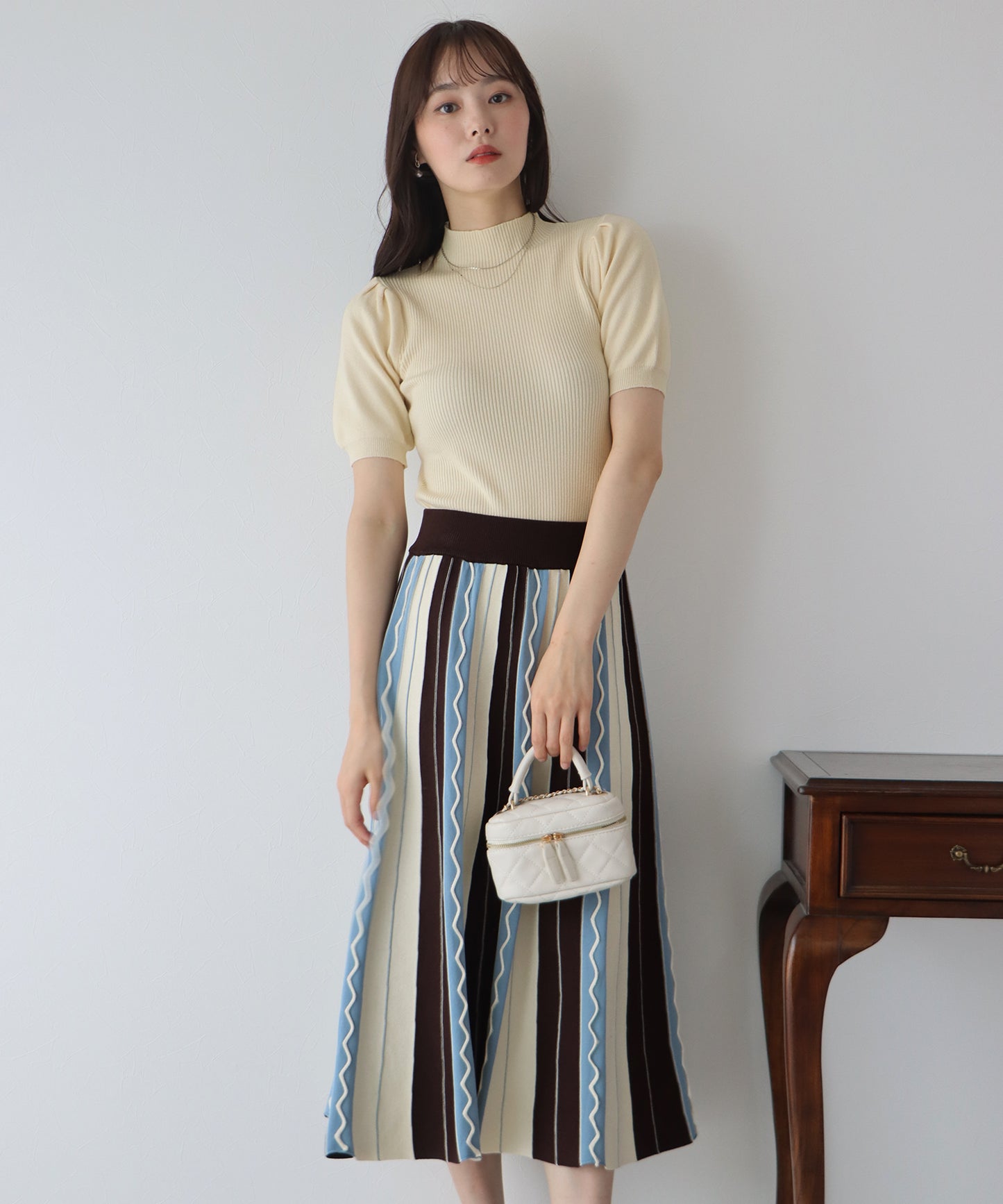 【SALE】パフスリーブ半袖なめらかニット【ネコポス】