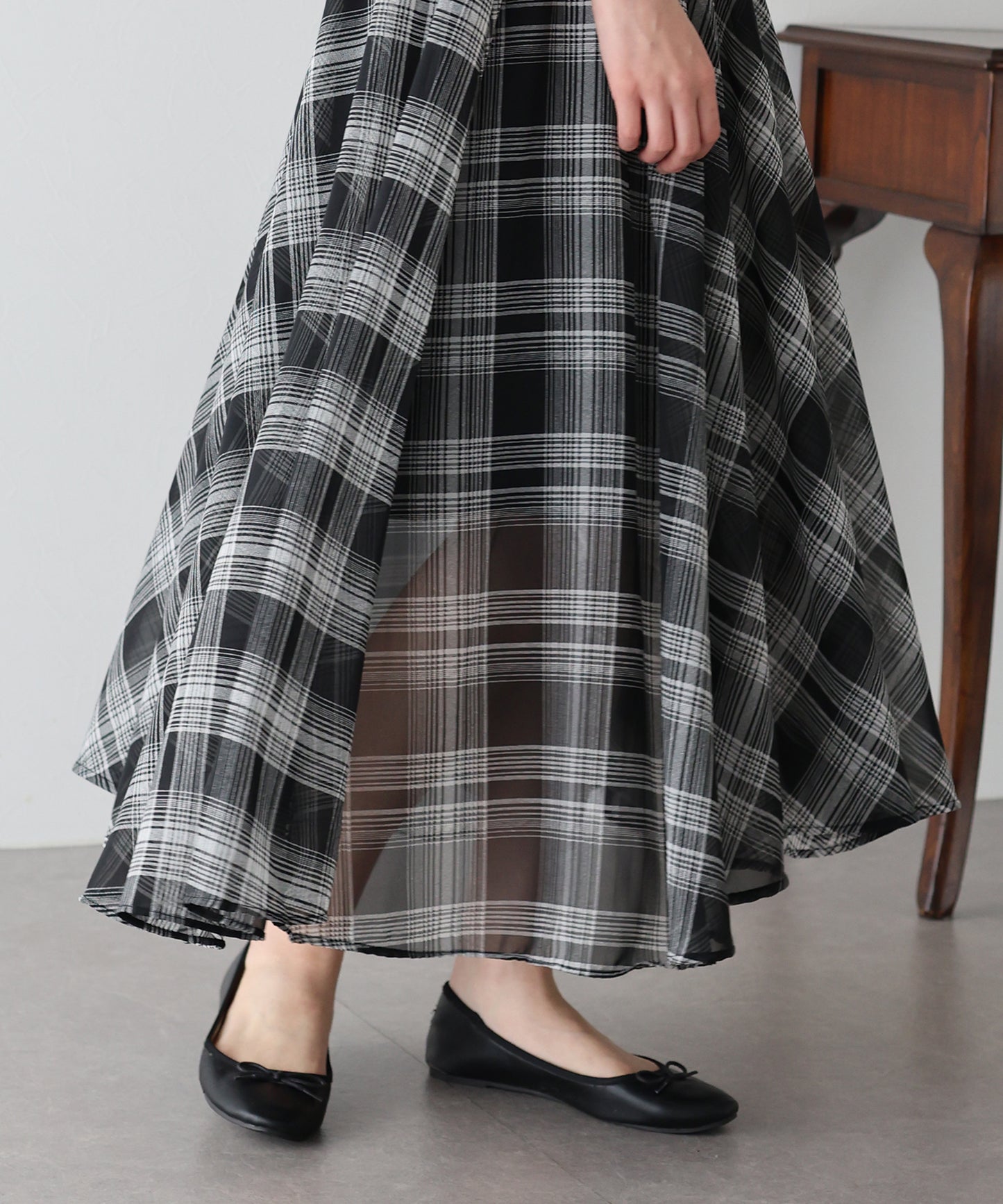 【SALE】シフォンチェックスカート