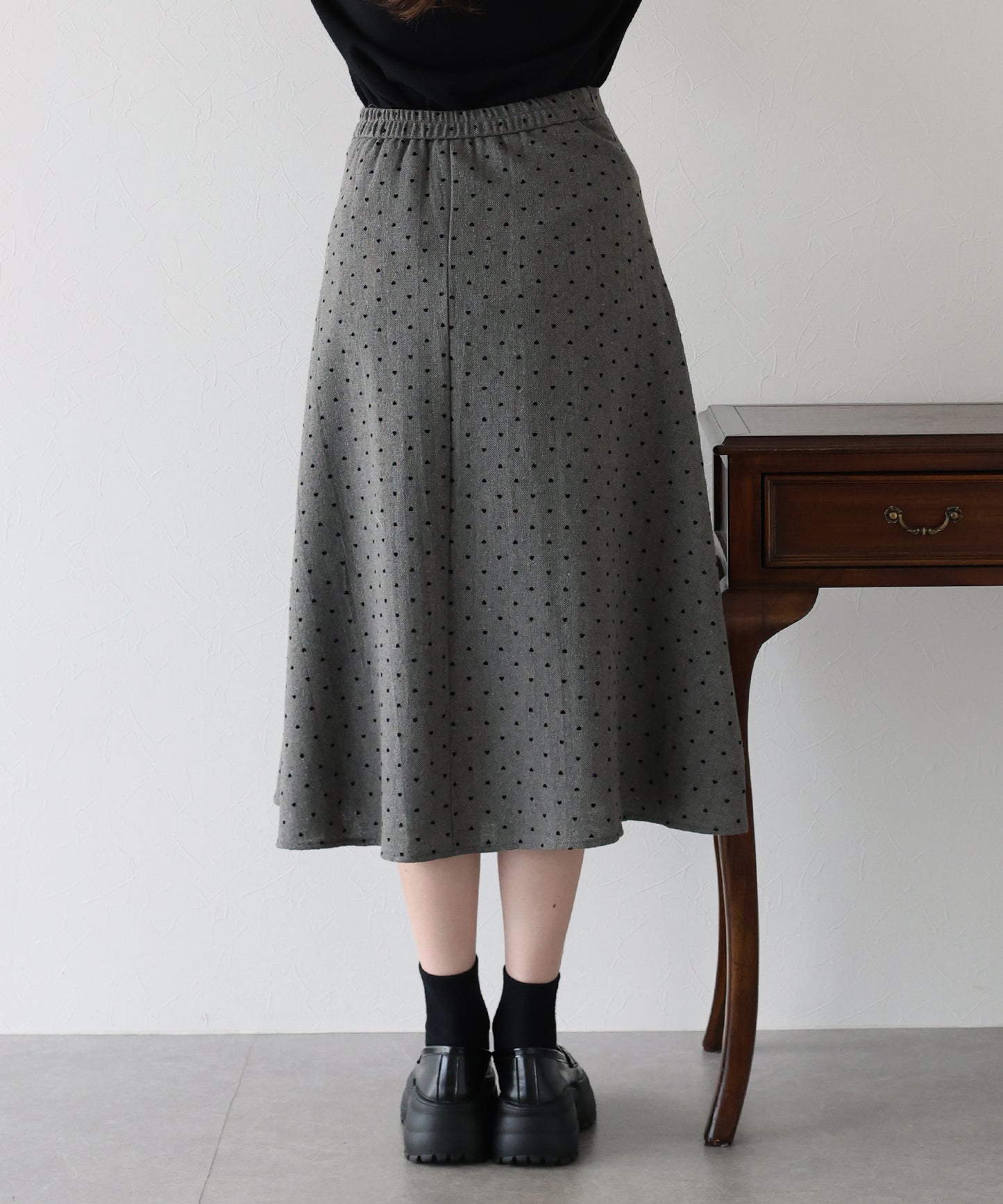 ハートドットフロッキーツイードスカート