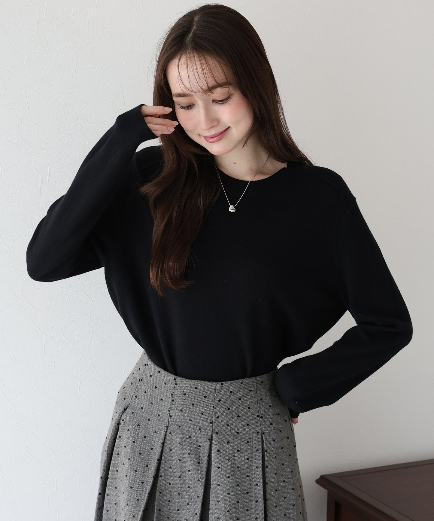 【早割5%OFF】ウール混クルーネックニット