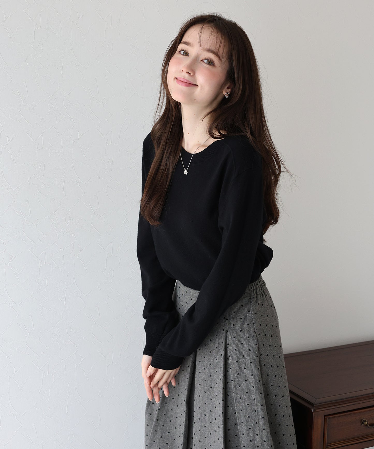 【早割5%OFF】ウール混クルーネックニット