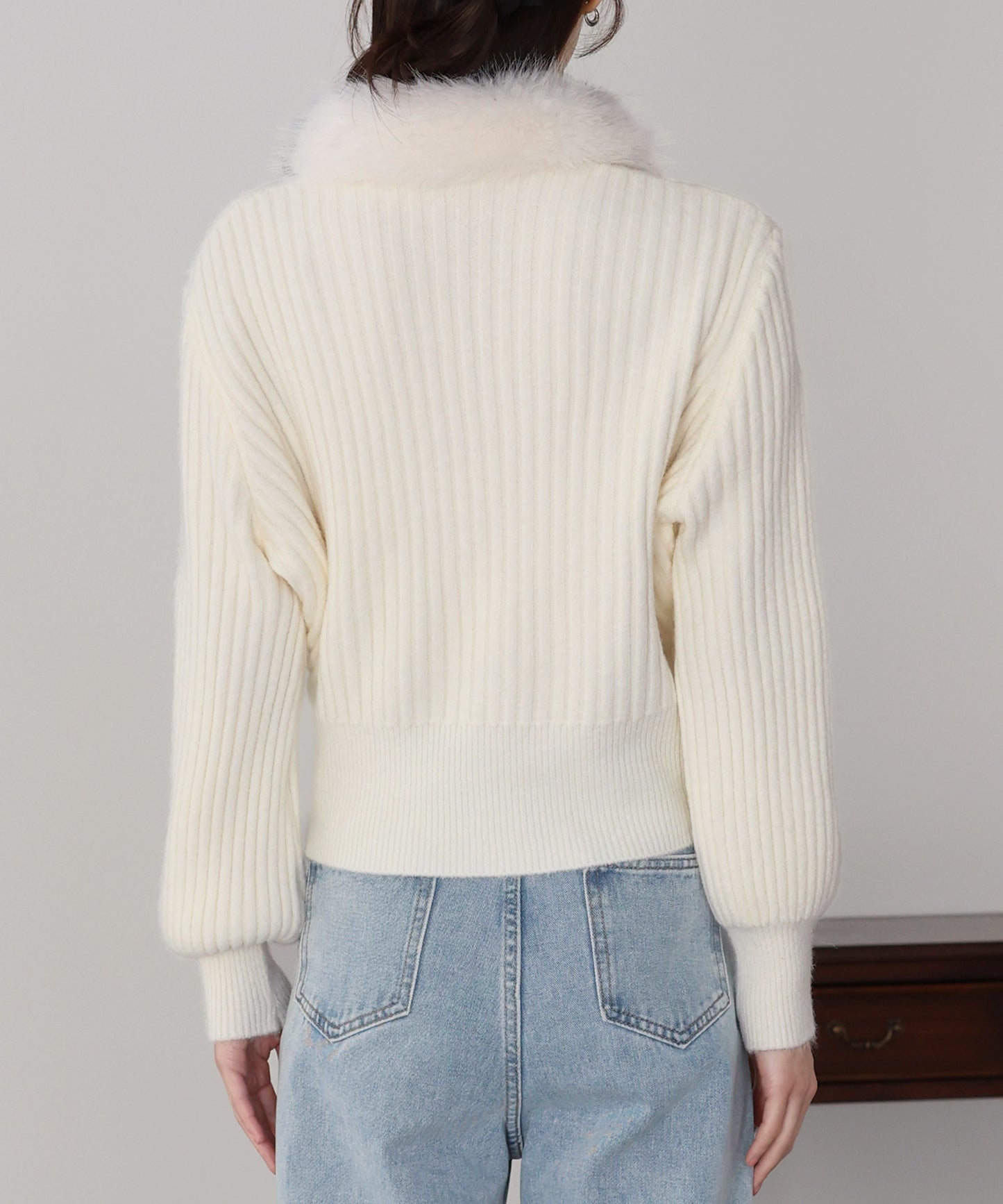 【早割5%OFF】ファー襟ダブルジップニット