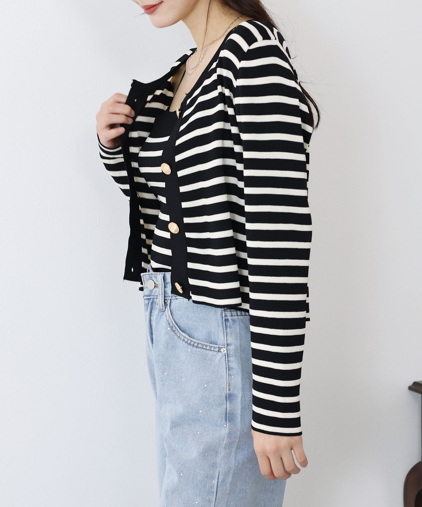 ボーダーカーディガン+キャミソール セット