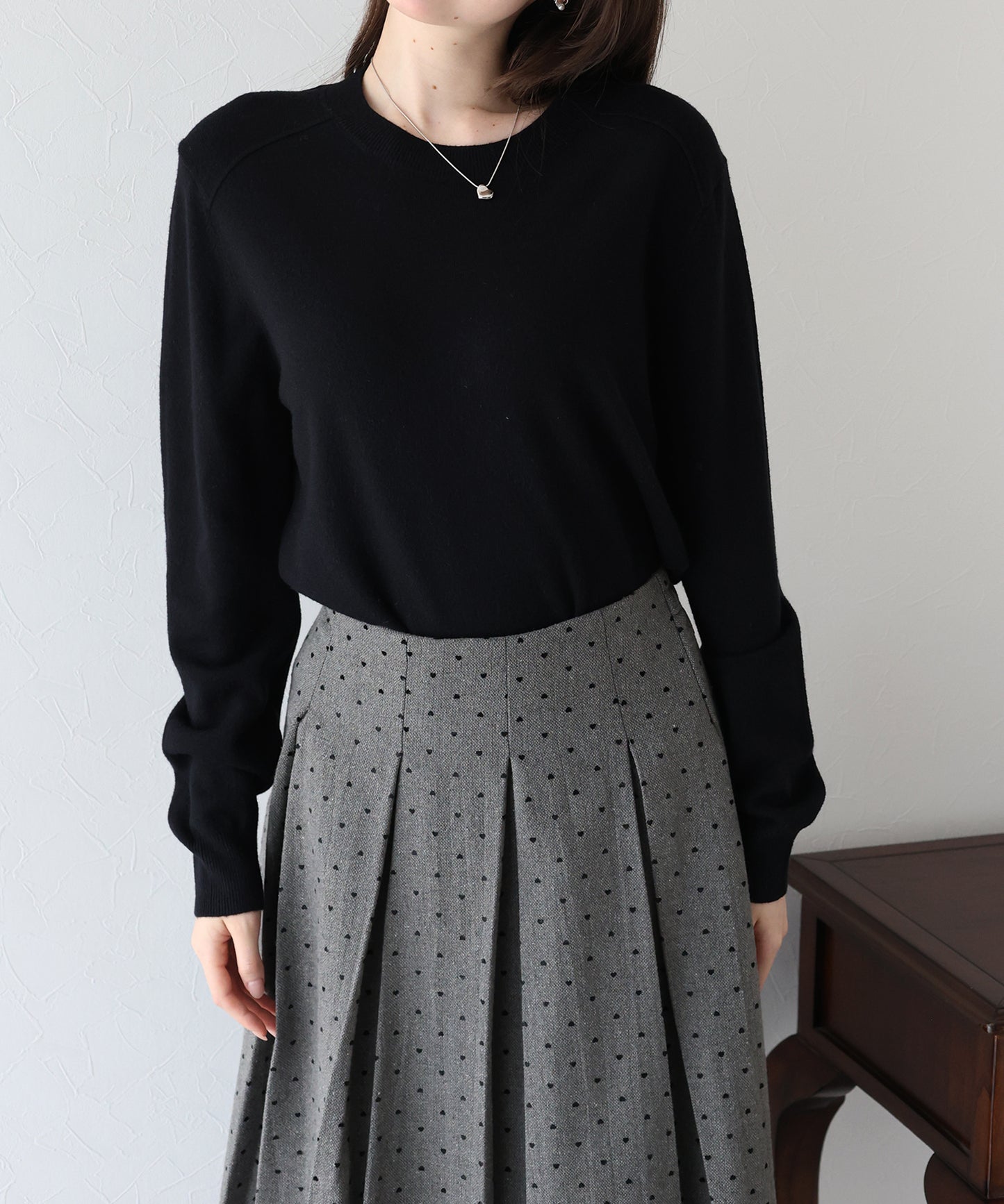 【早割5%OFF】ウール混クルーネックニット