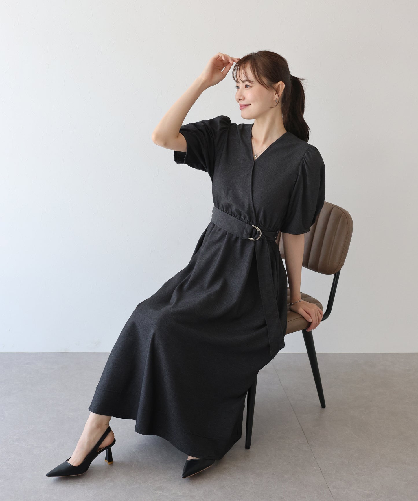 【SALE】デニムライクカシュクールワンピース