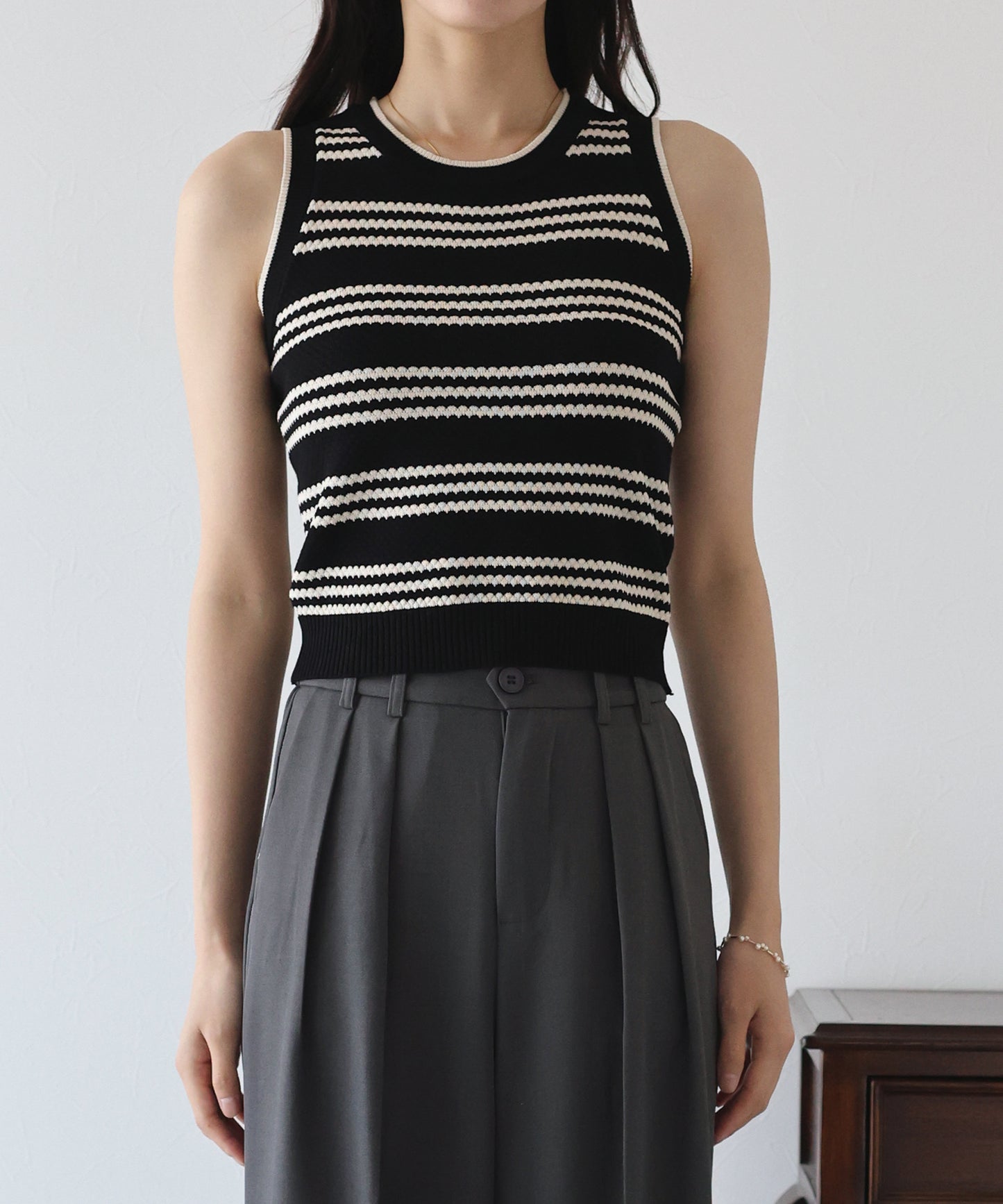 【SALE】ボーダーノースリニット【ネコポス】