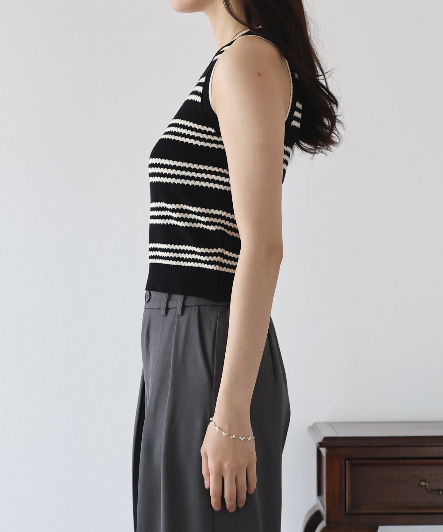 【SALE】ボーダーノースリニット【ネコポス】